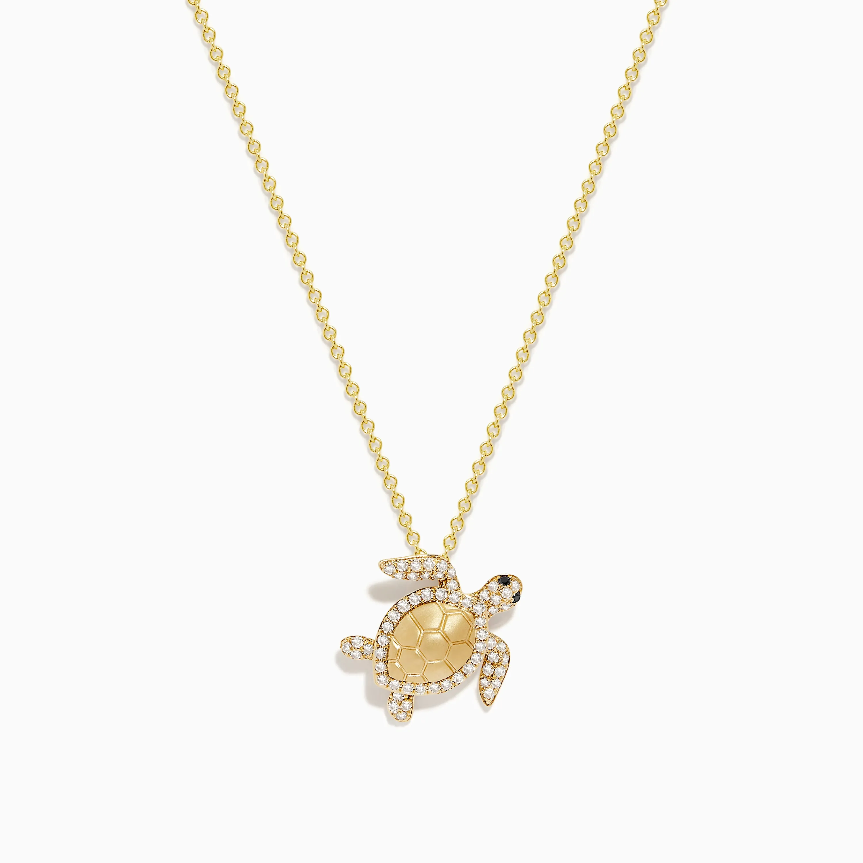 Seaside 14K Yellow Gold White and Black Diamond Turtle Pendant sold by Effy