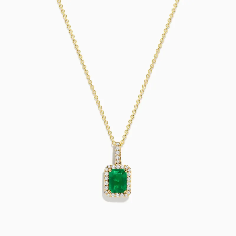 14K Yellow Gold Diamond and Emerald Pendant sold by Effy