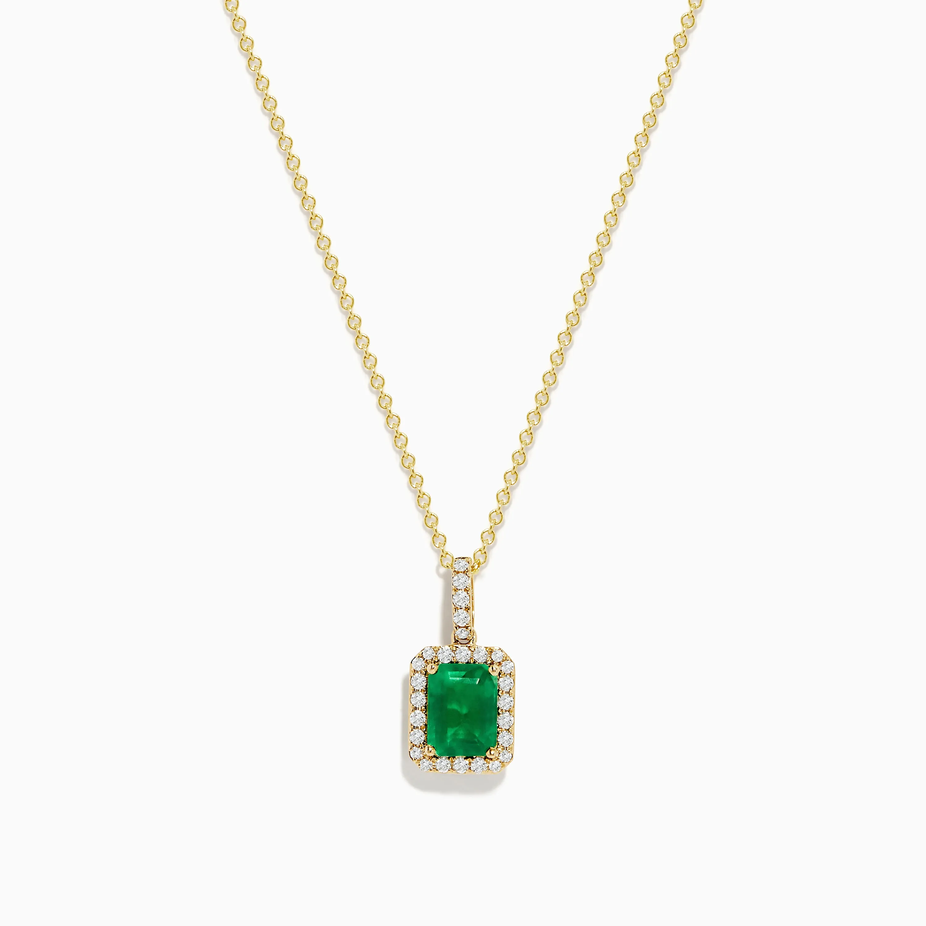 14K Yellow Gold Diamond and Emerald Pendant sold by Effy