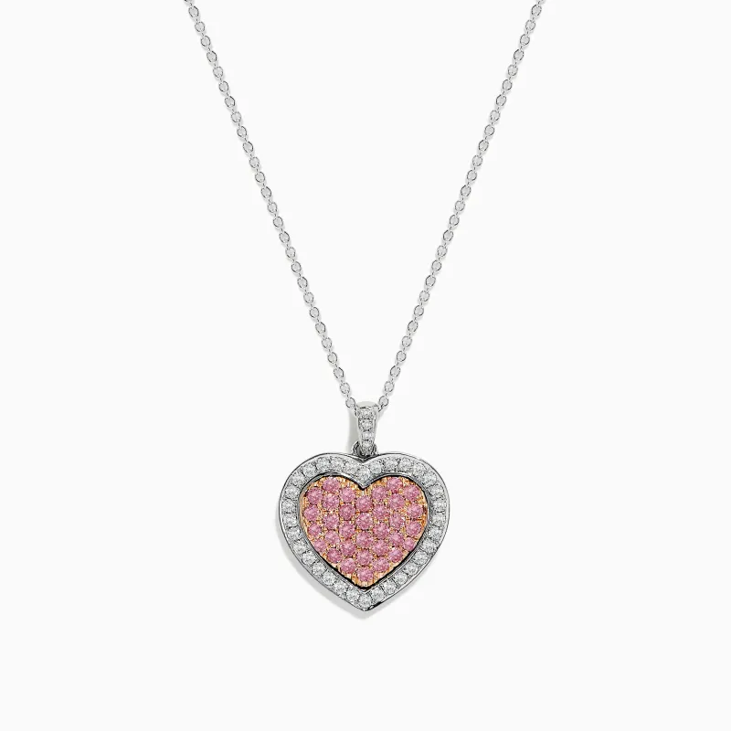 18K Two-Tone Gold White and Pink Diamond Heart Pendant sold by Effy