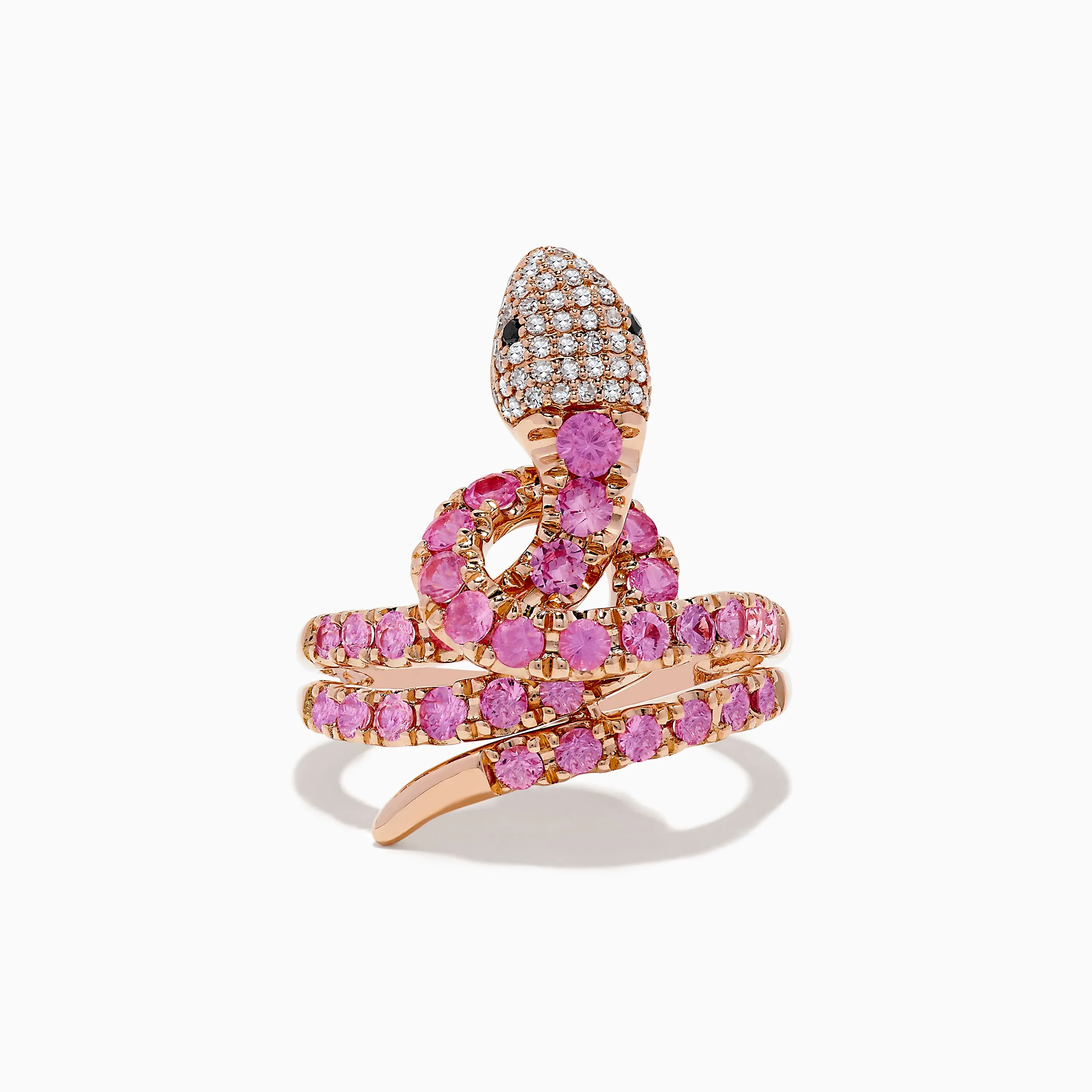 Safari 14K Rose Gold Multi Diamond and Pink Sapphire Snake Ring sold by Effy
