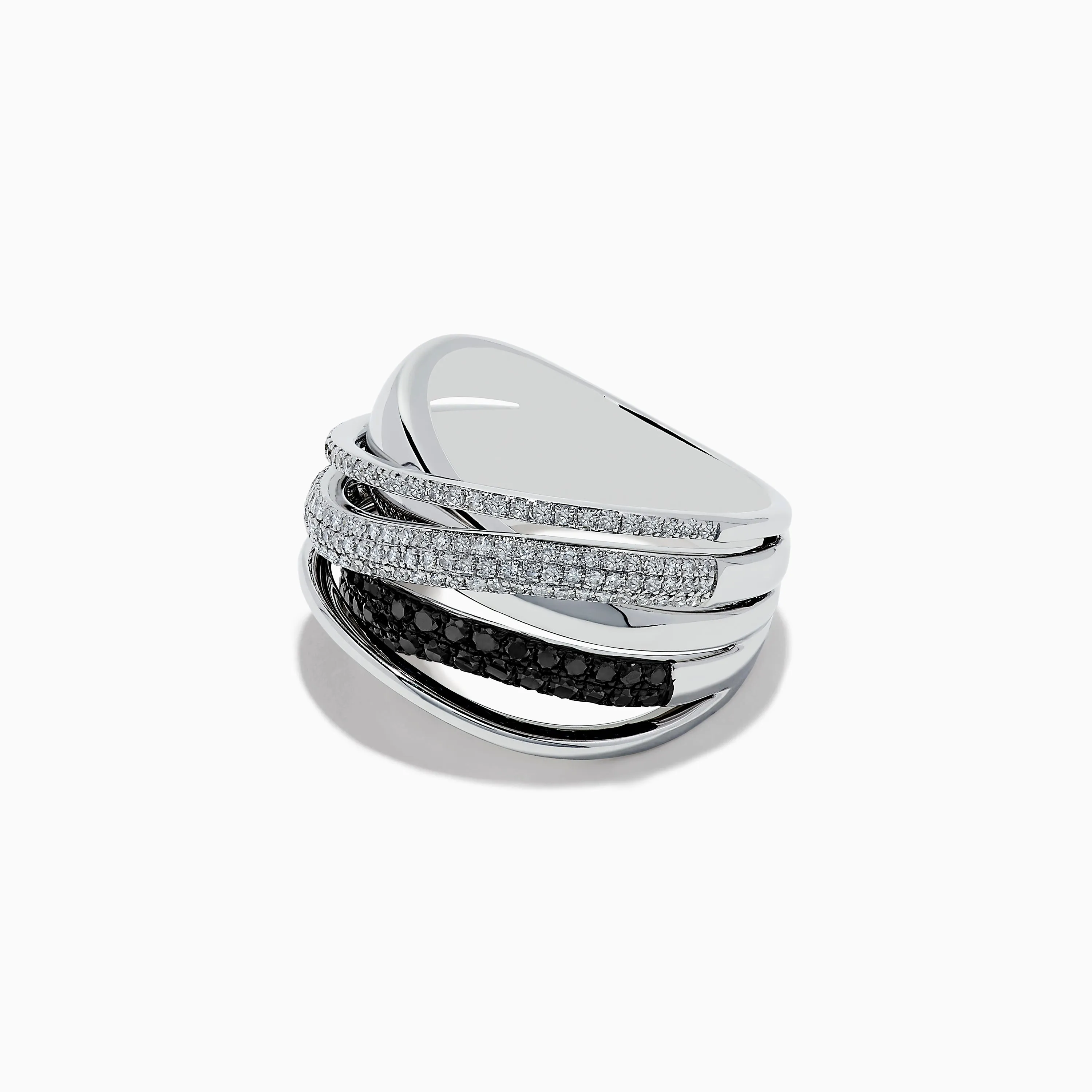 Caviar 14K White Gold White and Black Diamond Crossover Ring sold by Effy product image thumbnail 2