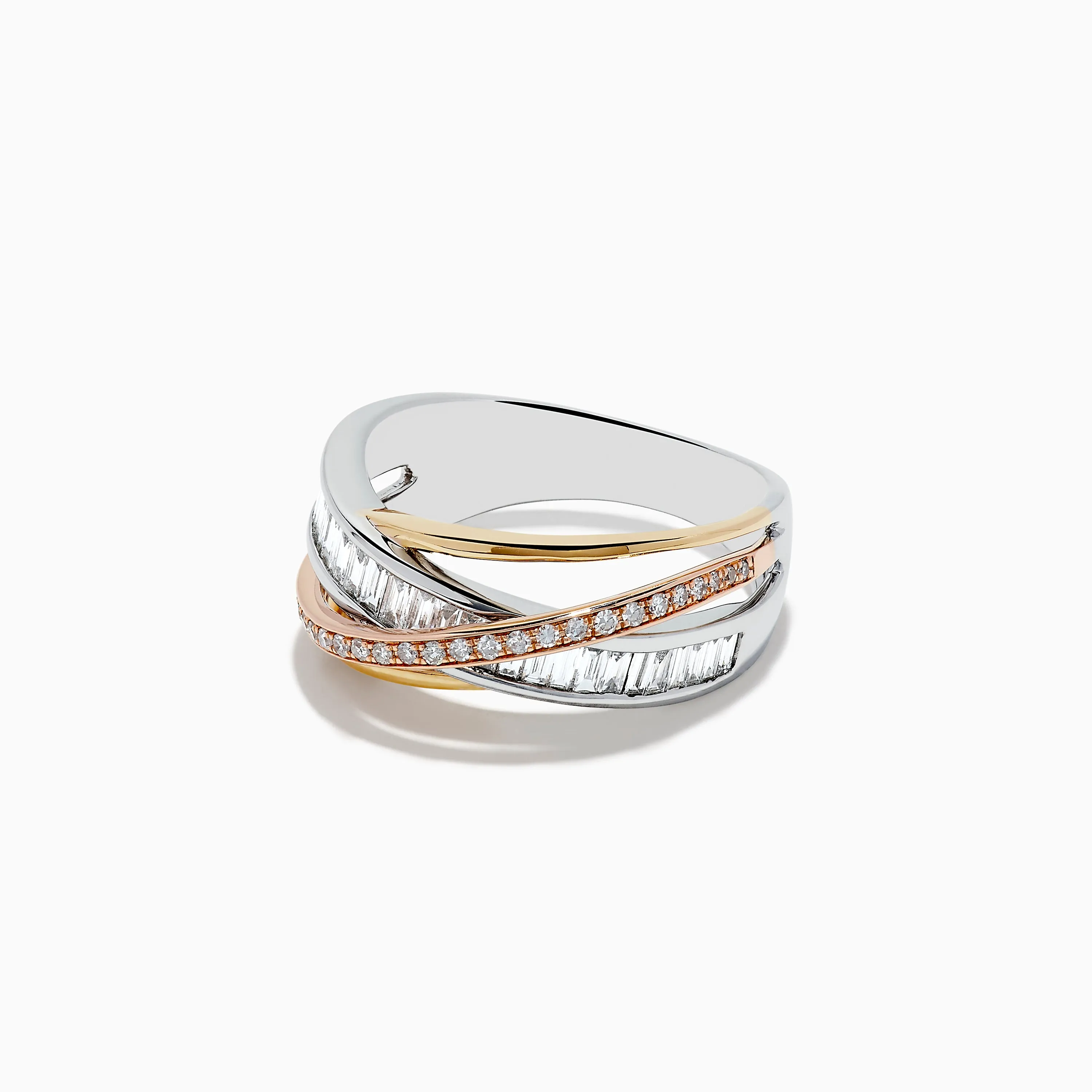 Trio 14K Three-Tone Gold Diamond Crossover Ring sold by Effy product image thumbnail 2