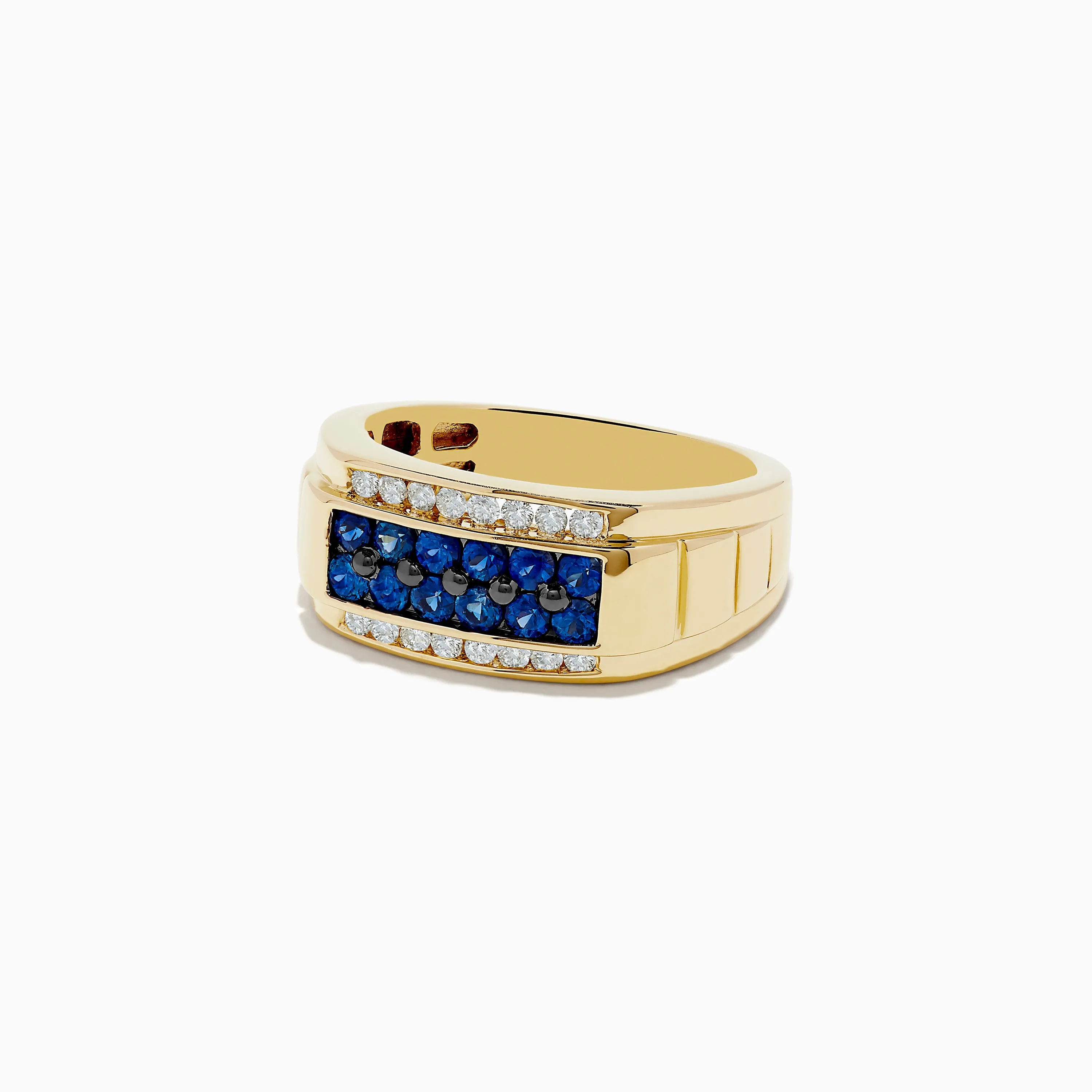Men's 14K Yellow Gold Diamond and Blue Sapphire Ring sold by Effy product image thumbnail 2