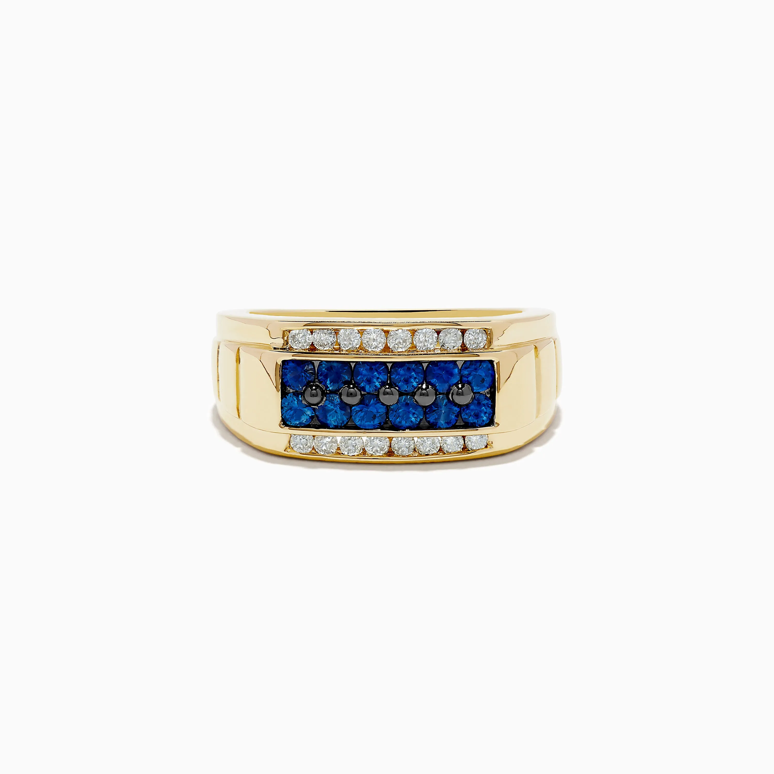 Men's 14K Yellow Gold Diamond and Blue Sapphire Ring sold by Effy