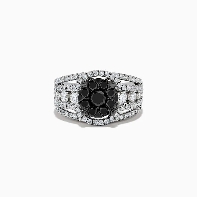 Caviar 14K White Gold White and Black Diamond Ring sold by Effy