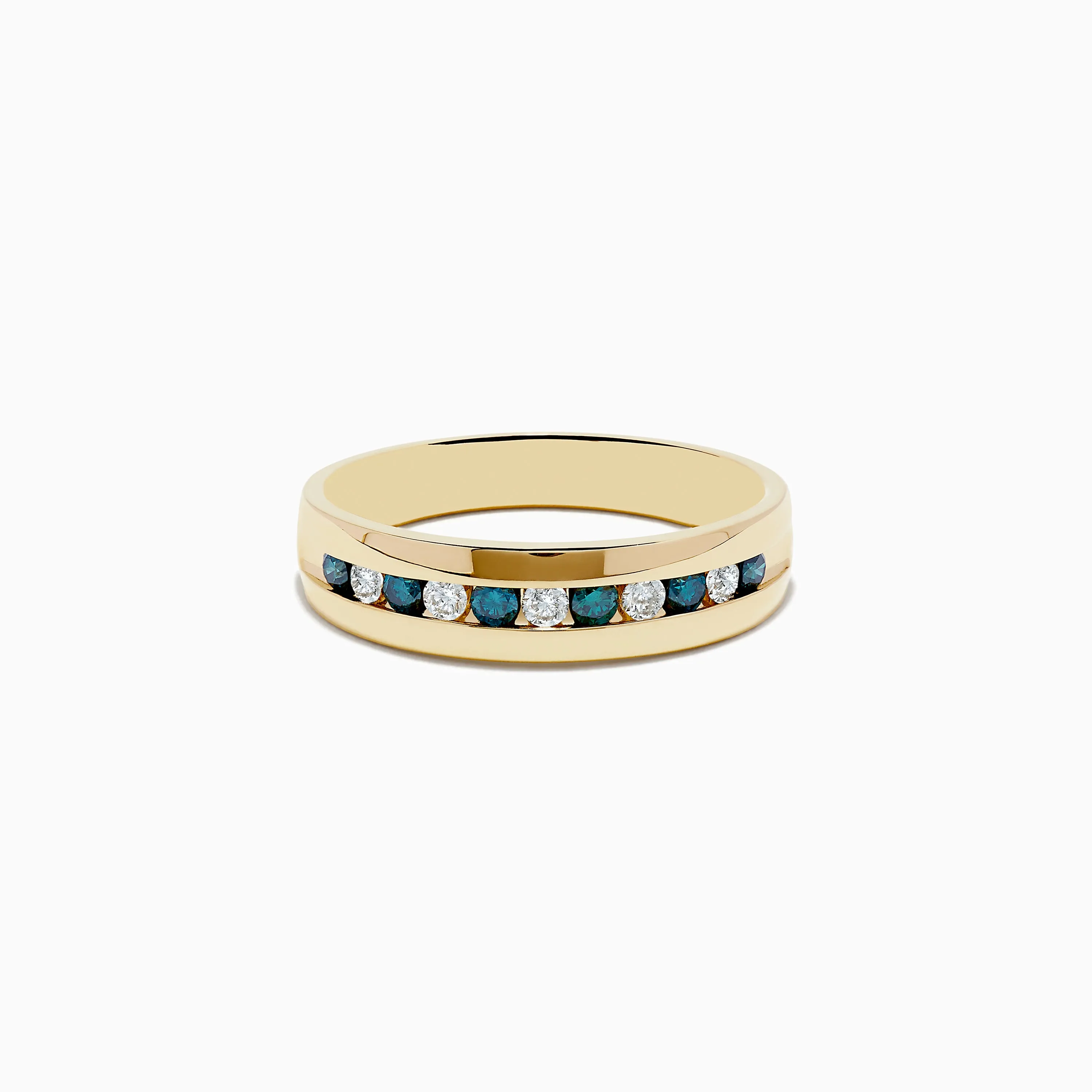Men's 14K Yellow Gold White and Blue Diamond Ring sold by Effy