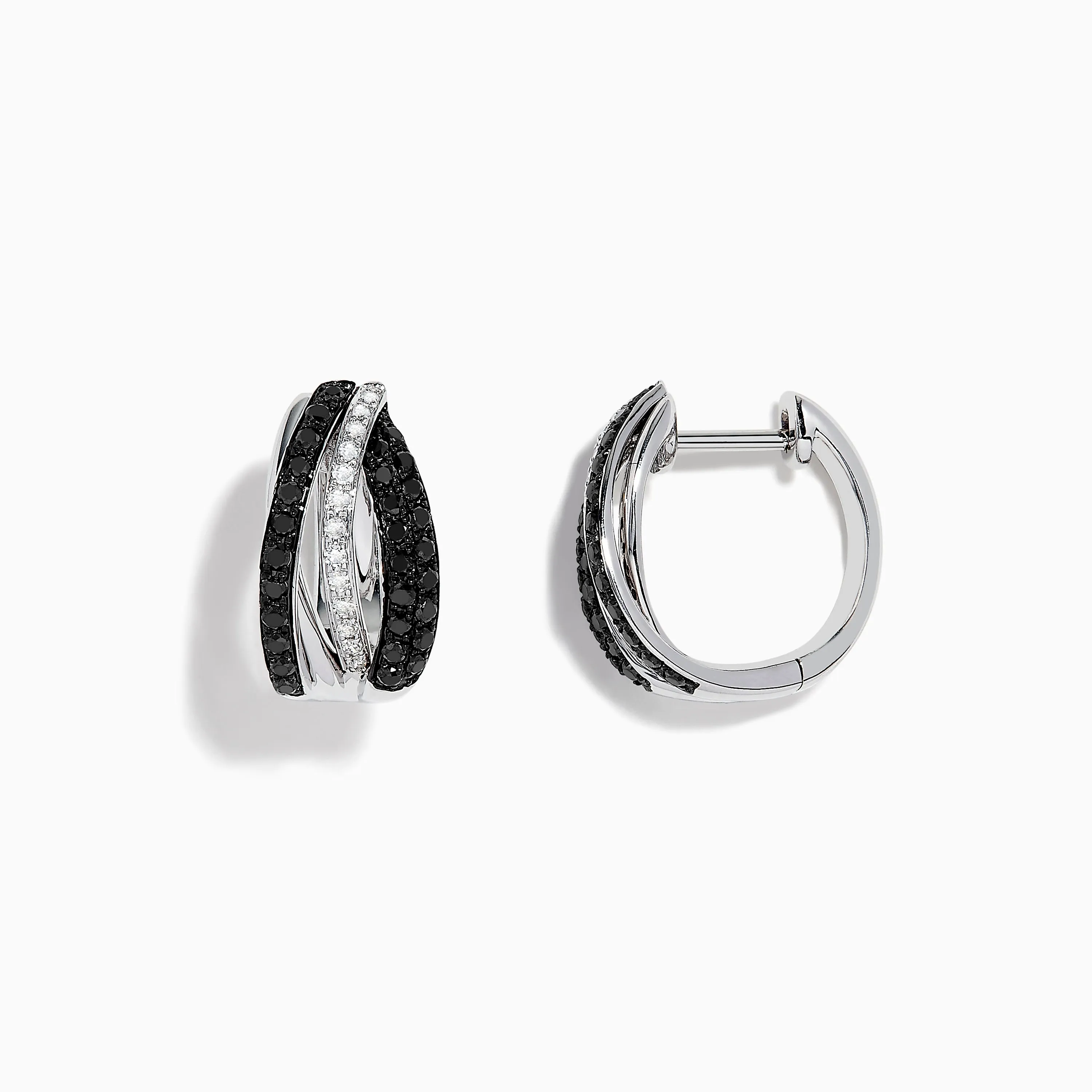 14K White Gold White and Black Diamond Hoop Earrings sold by Effy product image thumbnail 2