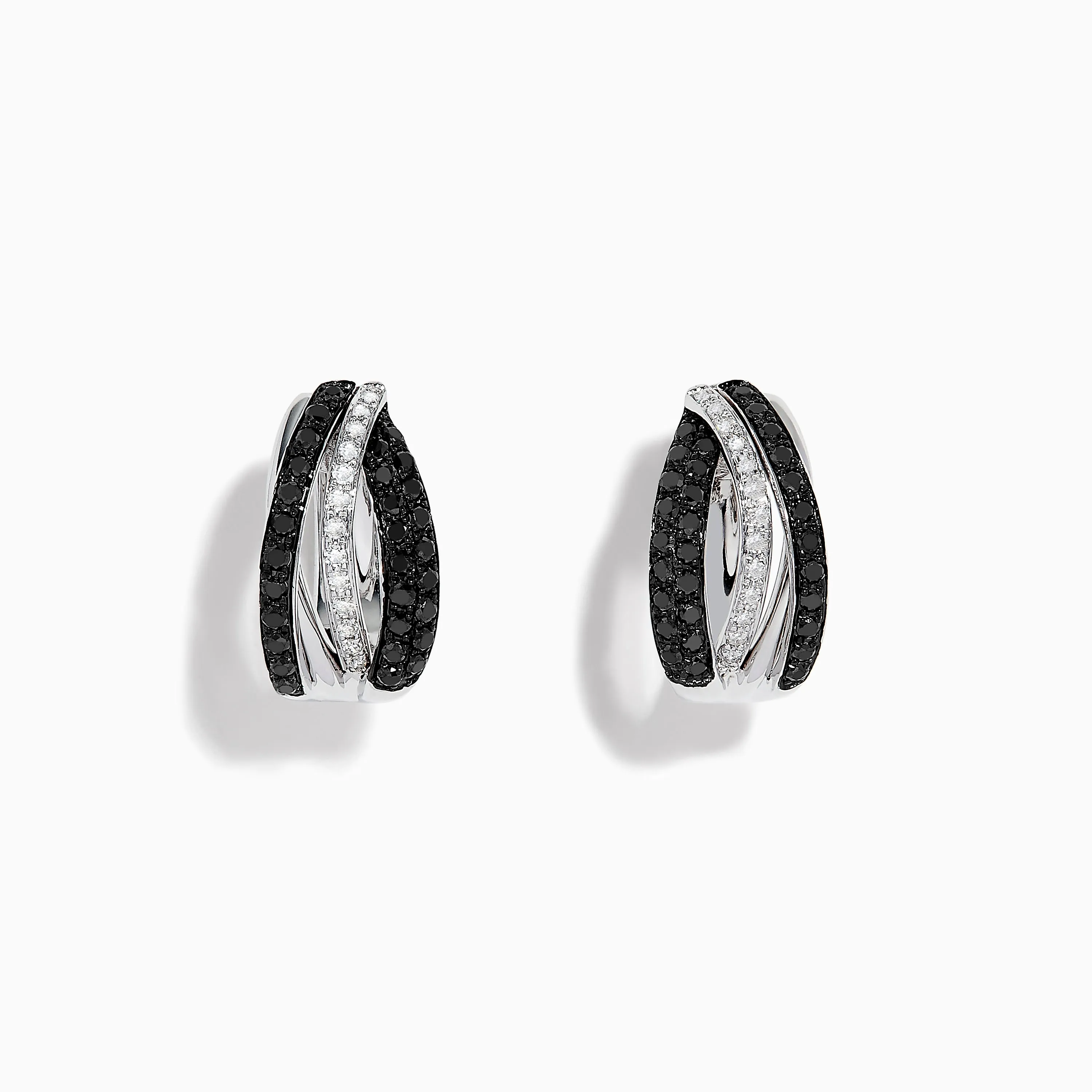 14K White Gold White and Black Diamond Hoop Earrings sold by Effy