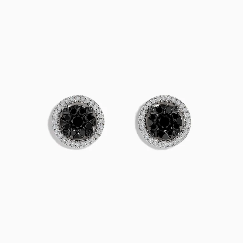 Caviar 14K White Gold White and Black Diamond Stud Earrings sold by Effy
