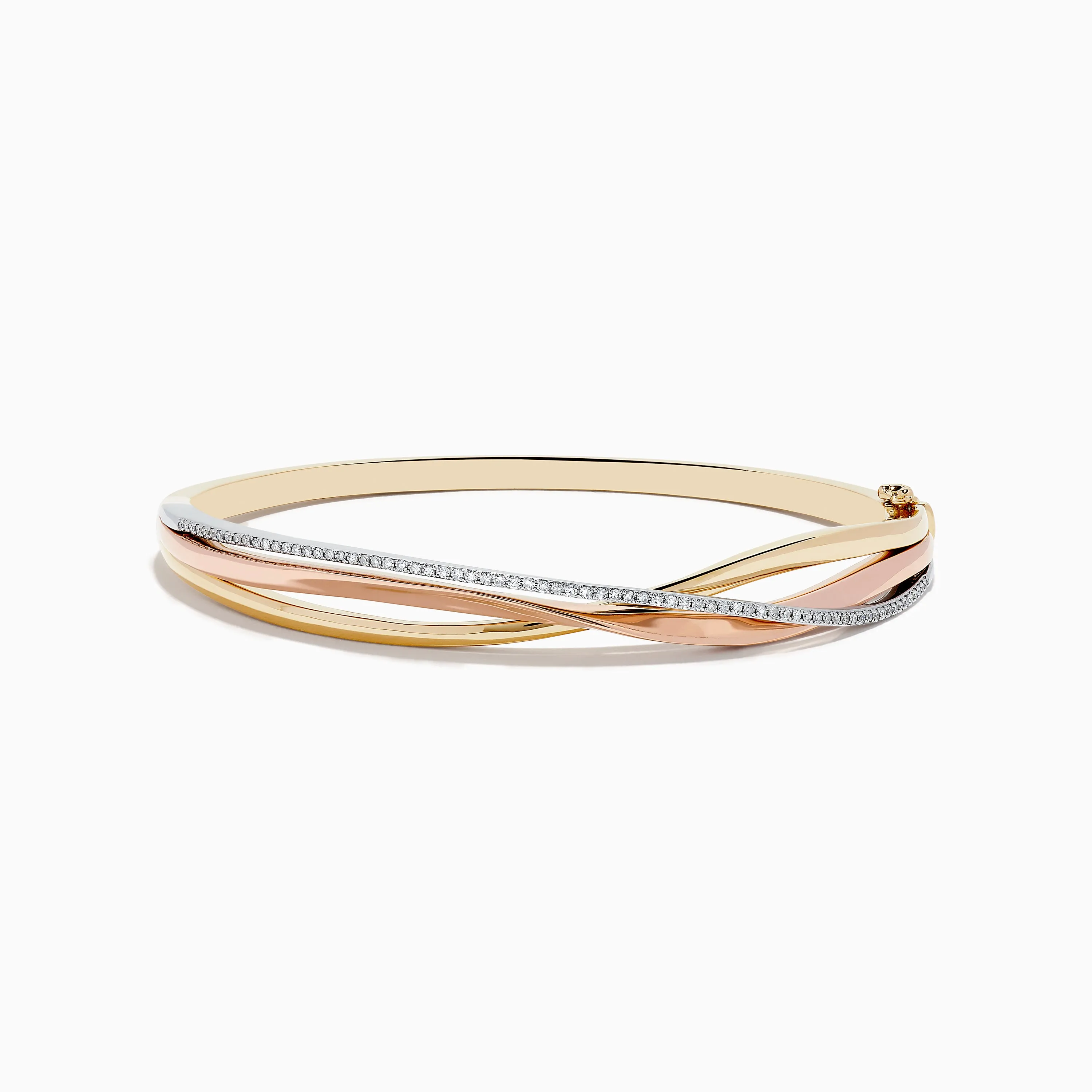 Trio 14K Three-Tone Gold Diamond Bangle 0.29 TCW sold by Effy