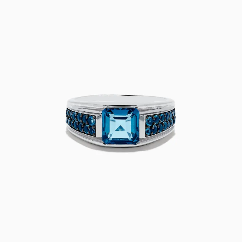 Men's 925 Sterling Silver Blue Topaz Ring sold by Effy