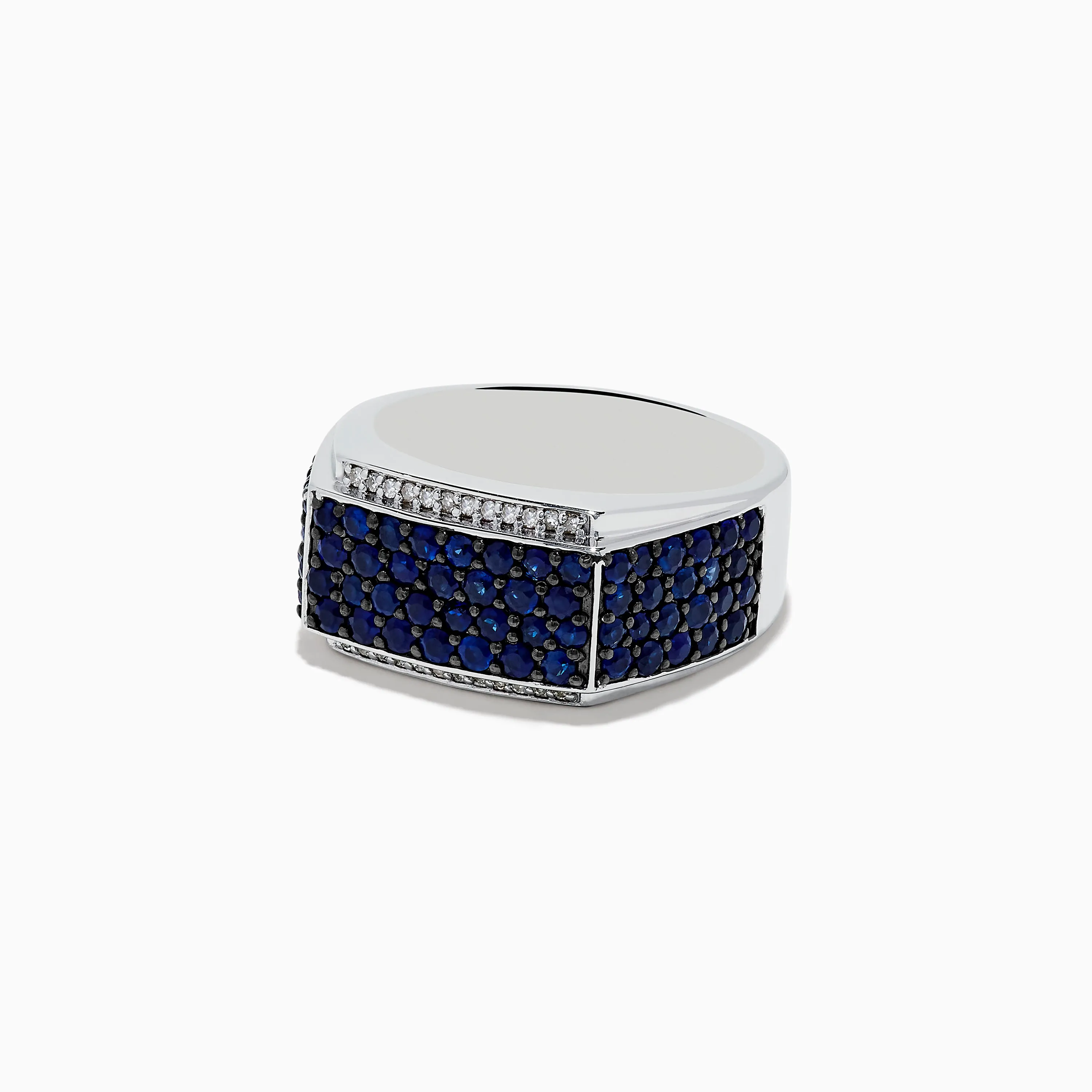 Men's 925 Sterling Silver Diamond and Blue Sapphire Ring sold by Effy product image thumbnail 2