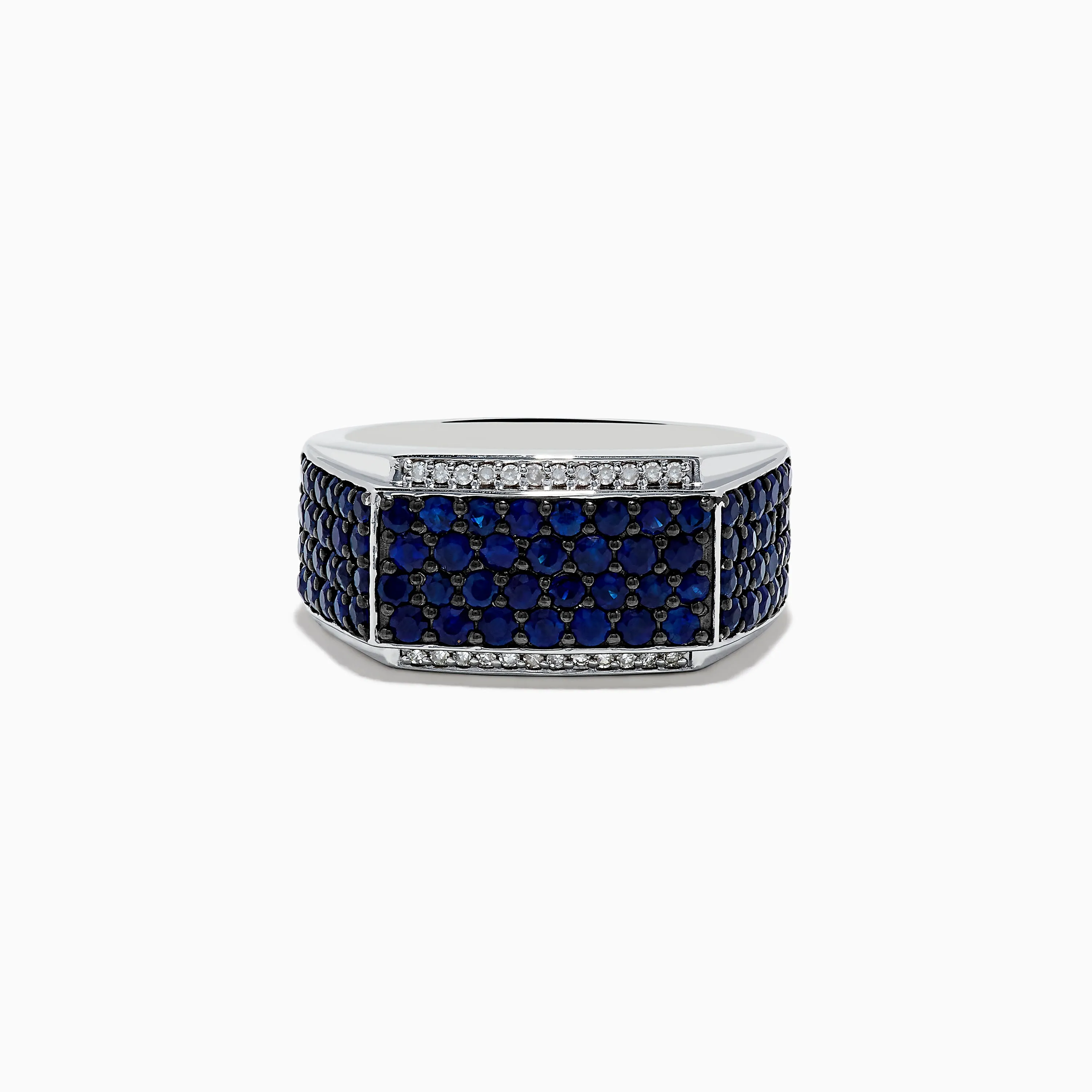 Men's 925 Sterling Silver Diamond and Blue Sapphire Ring sold by Effy