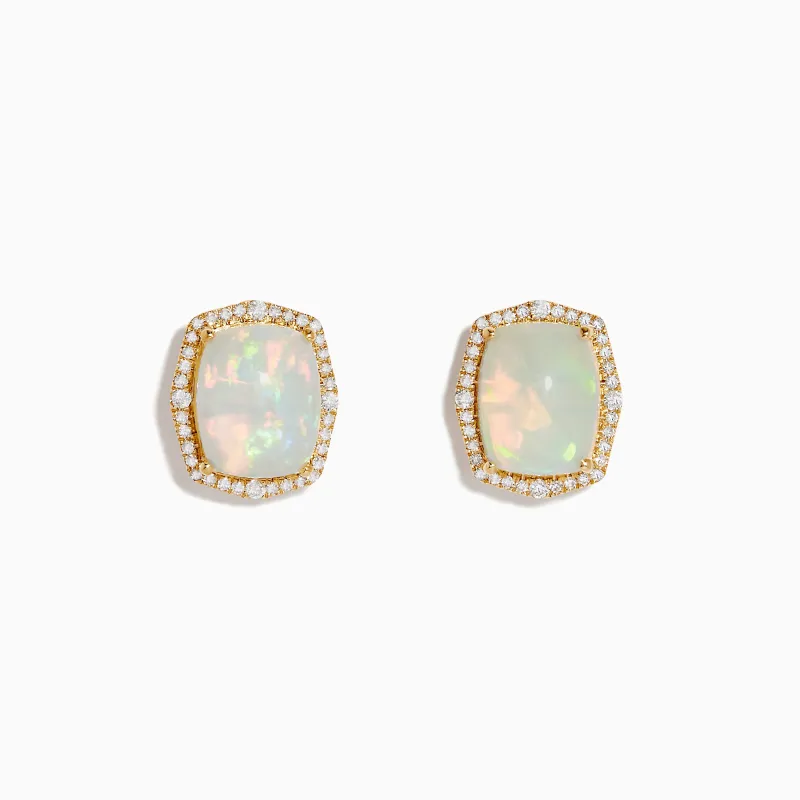 Aurora 14K Yellow Gold Diamond and Opal Stud Earrings sold by Effy