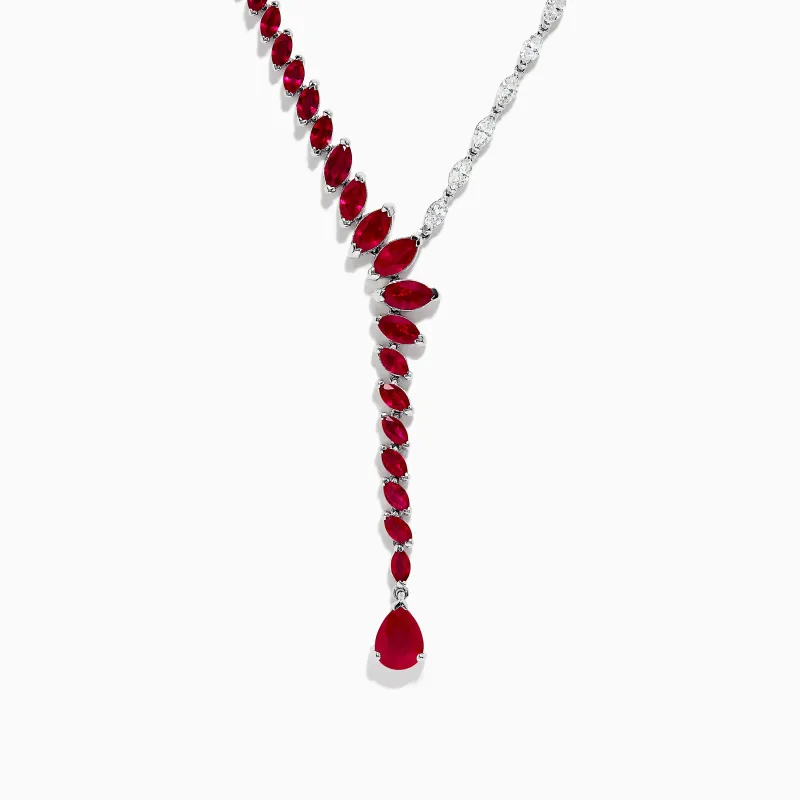 Ruby Royale 14K White Gold Ruby and Diamond Statement Necklace 11.80 TCW sold by Effy