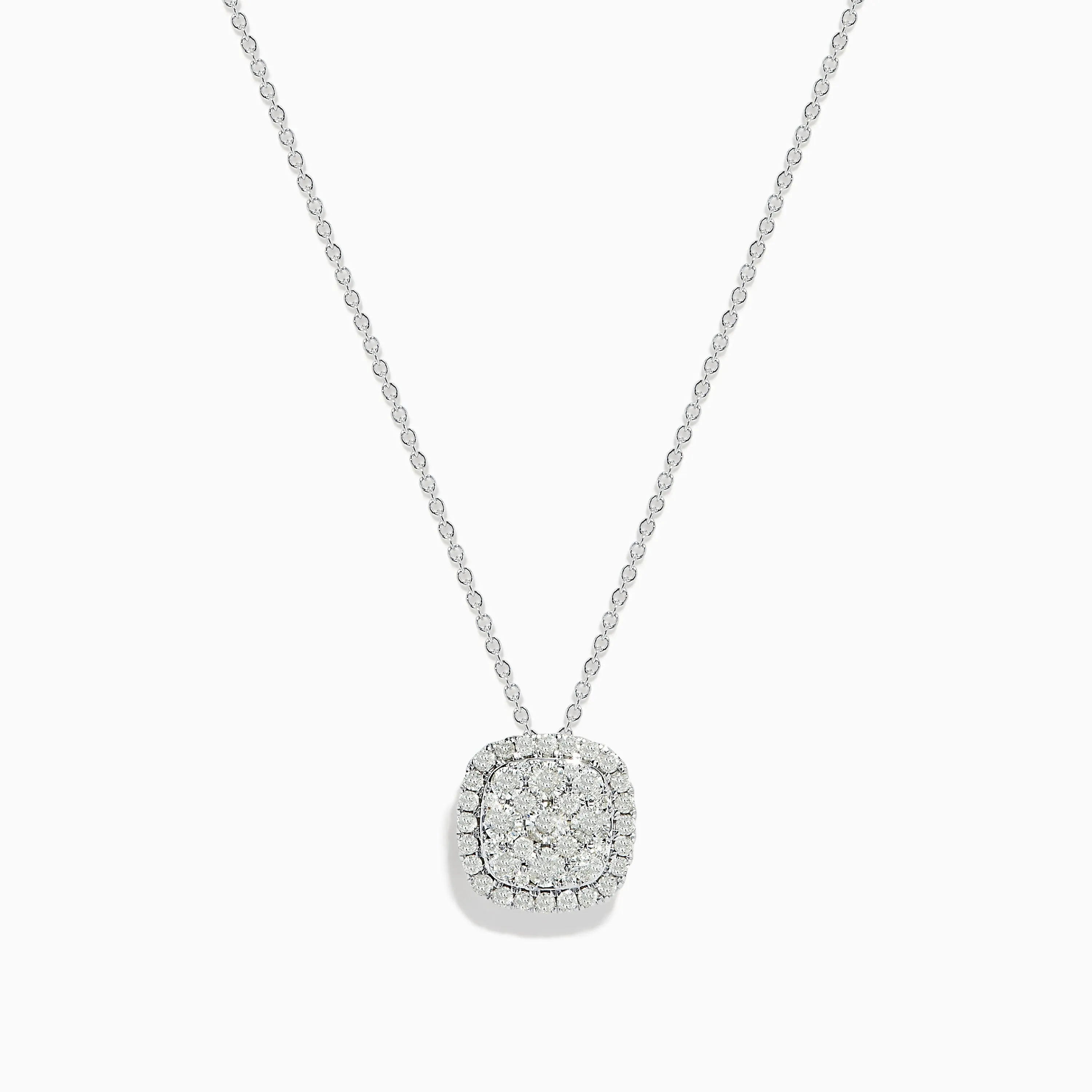 Pave Classica 14K White Gold Square Diamond Pendant 0.98 TCW sold by Effy