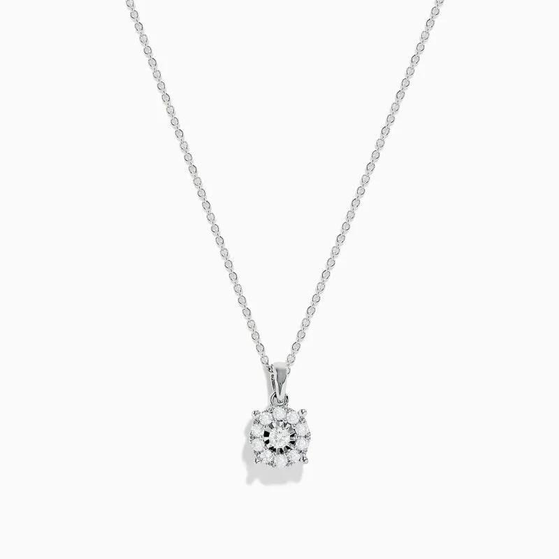 14K White Gold Diamond Pendant sold by Effy