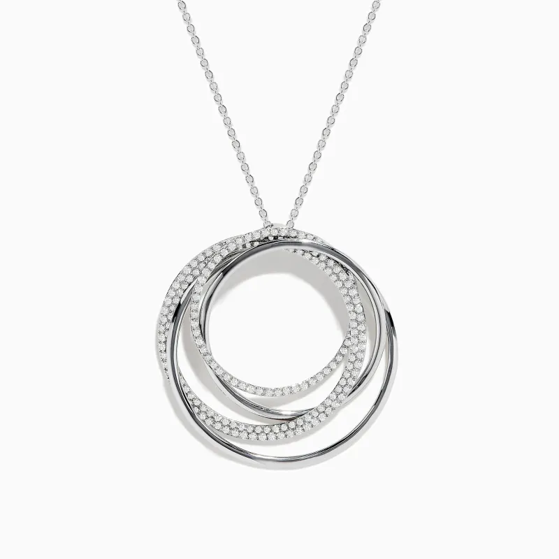 Pave Classica 14K White Gold Diamond Crossover Pendant 0.70 TCW sold by Effy