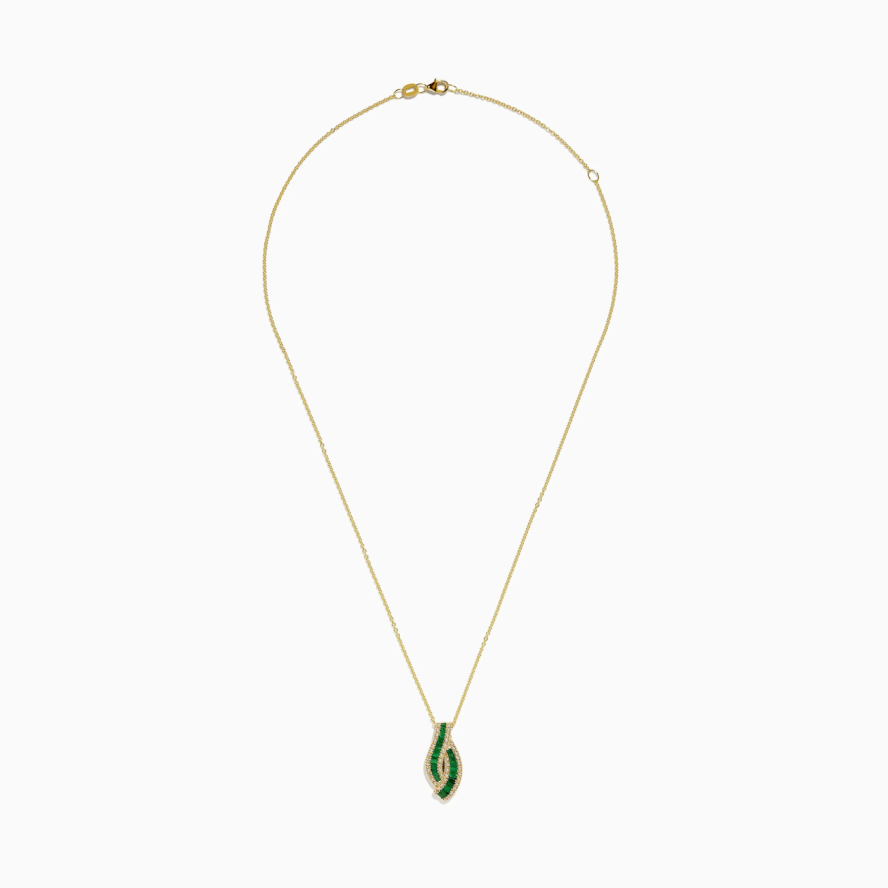 14K Yellow Gold Emerald and Diamond Pendant sold by Effy product image thumbnail 2