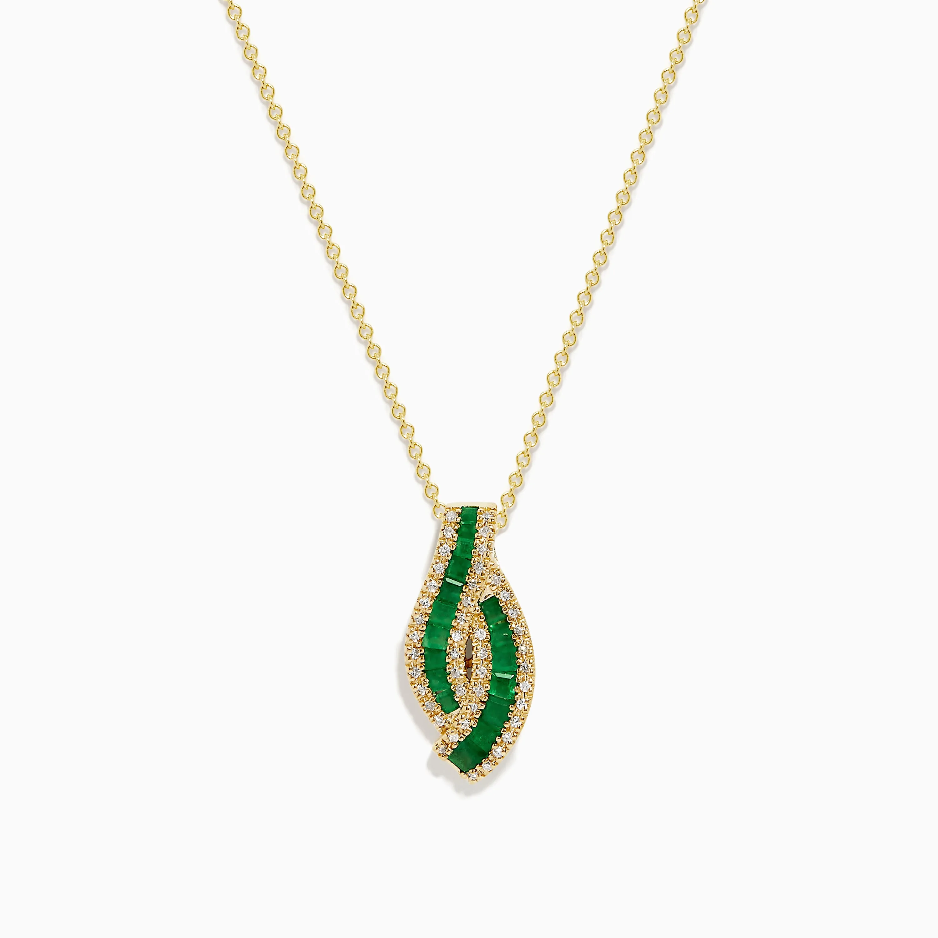 14K Yellow Gold Emerald and Diamond Pendant sold by Effy