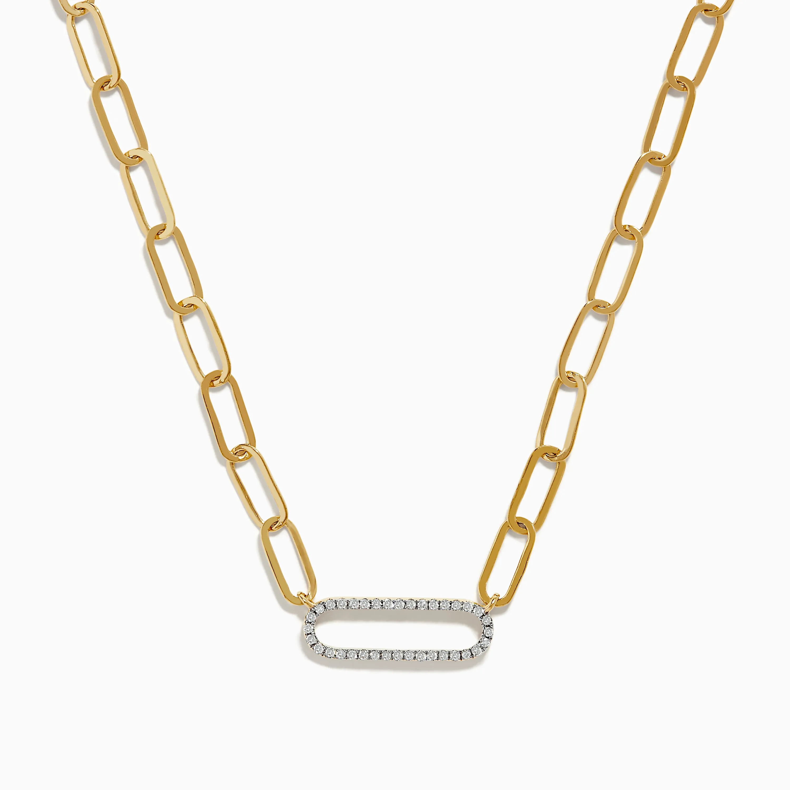 D'oro 14K Yellow Gold Diamond Paperclip Necklace sold by Effy