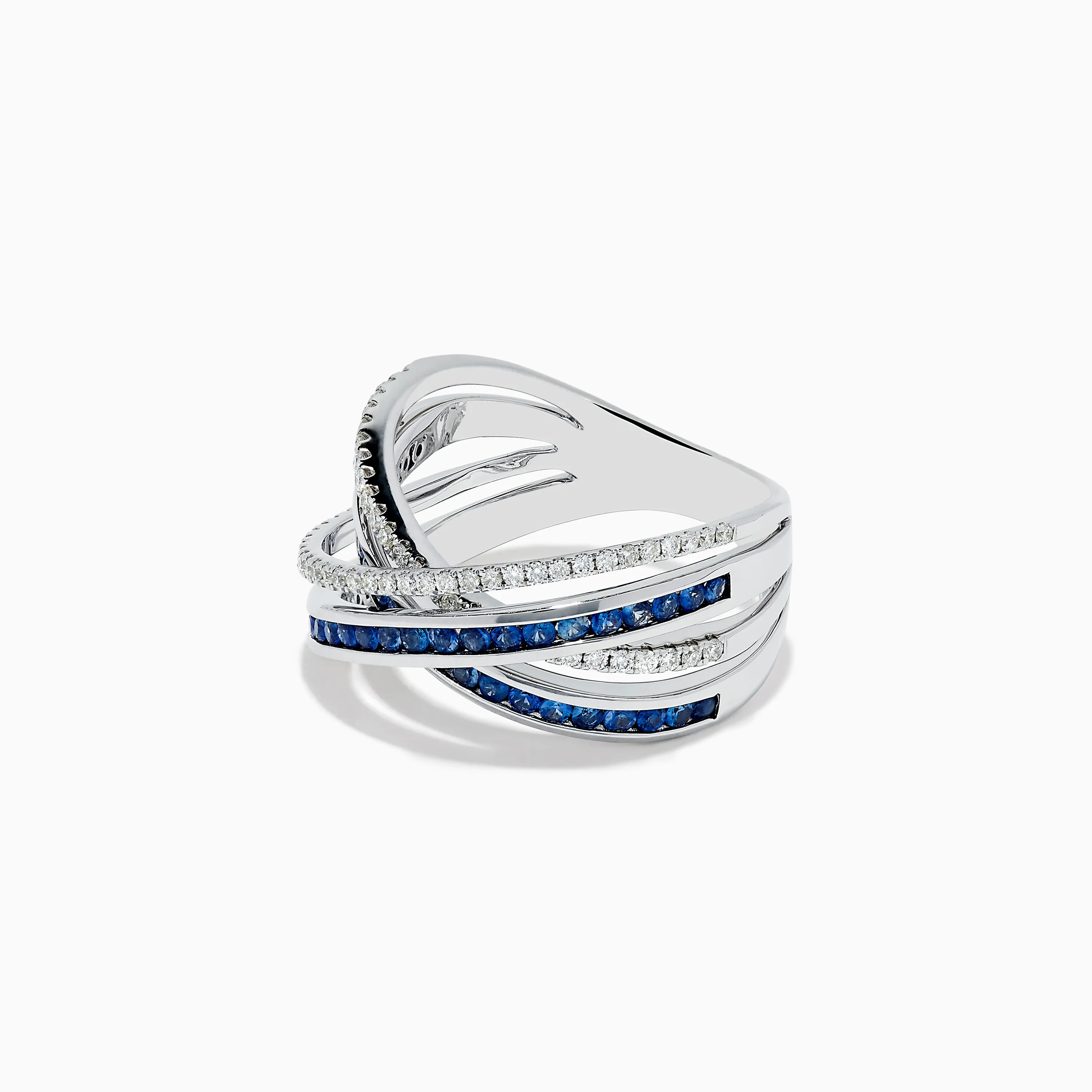 14K White Gold Blue Sapphire and Diamond Crossover Ring sold by Effy product image thumbnail 2