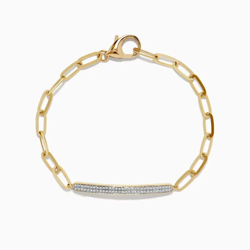 D'oro 14K Yellow Gold Diamond Paperclip Bracelet 0.24 TCW sold by Effy