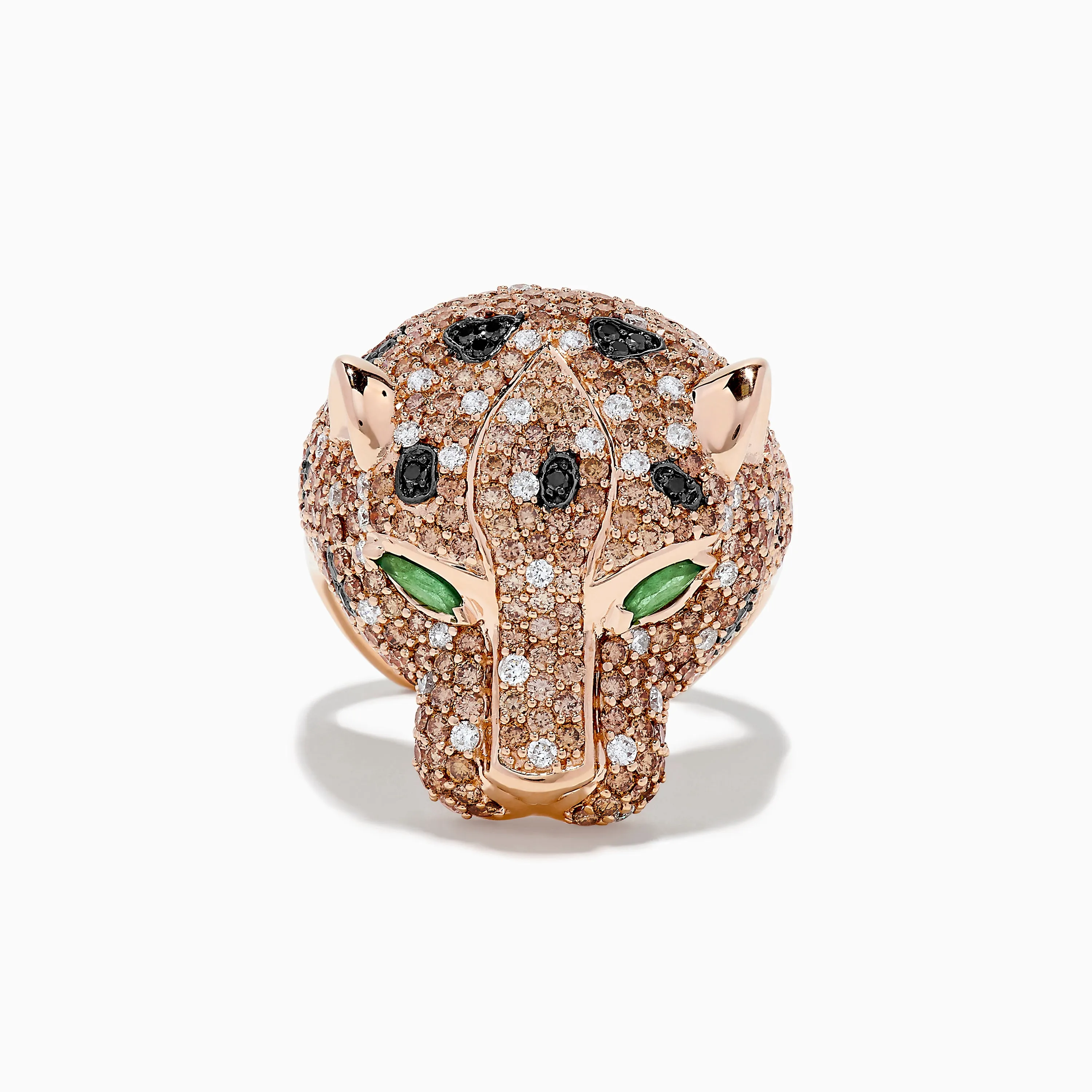 14K Rose Gold Emerald and Mixed Diamonds Panther Ring sold by Effy product image thumbnail 2