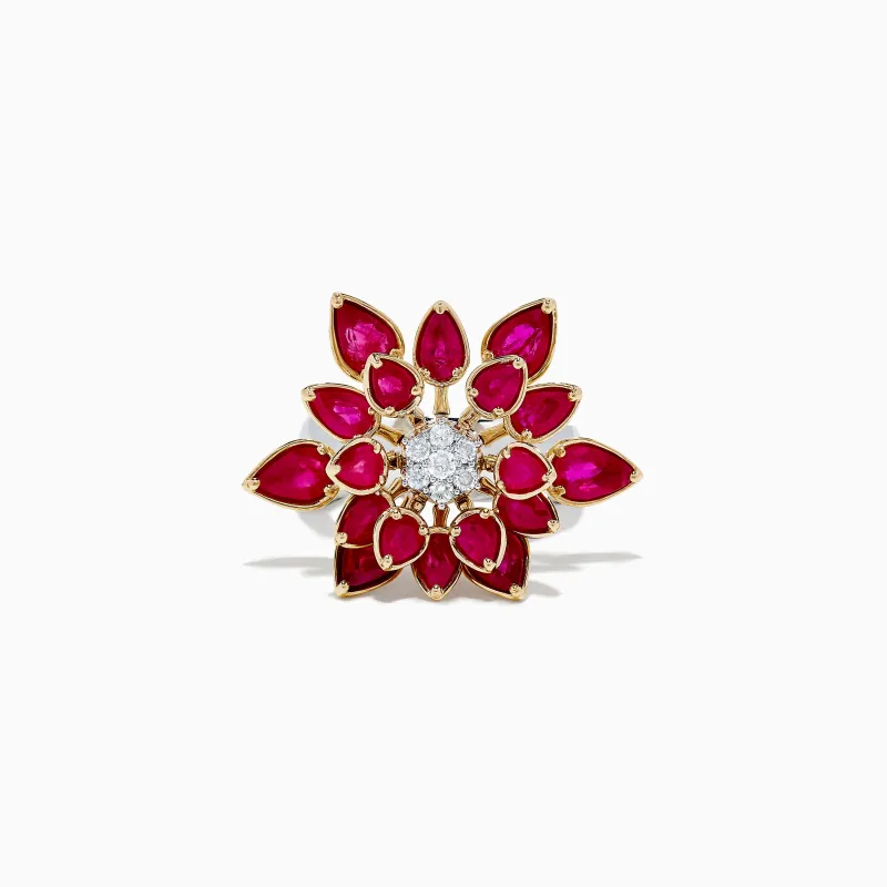 Ruby Royale 14K Two-Toned Gold Spinning Ruby Flower Cocktail Ring sold by Effy