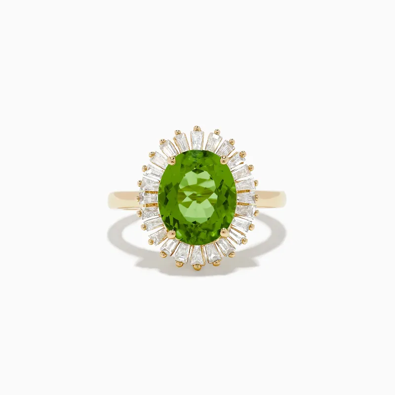 14K Yellow Gold Peridot and Diamond Ring sold by Effy
