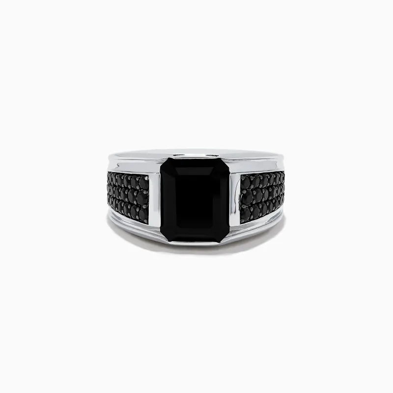 Men's 925 Sterling Silver Onyx and Black Spinel Ring sold by Effy