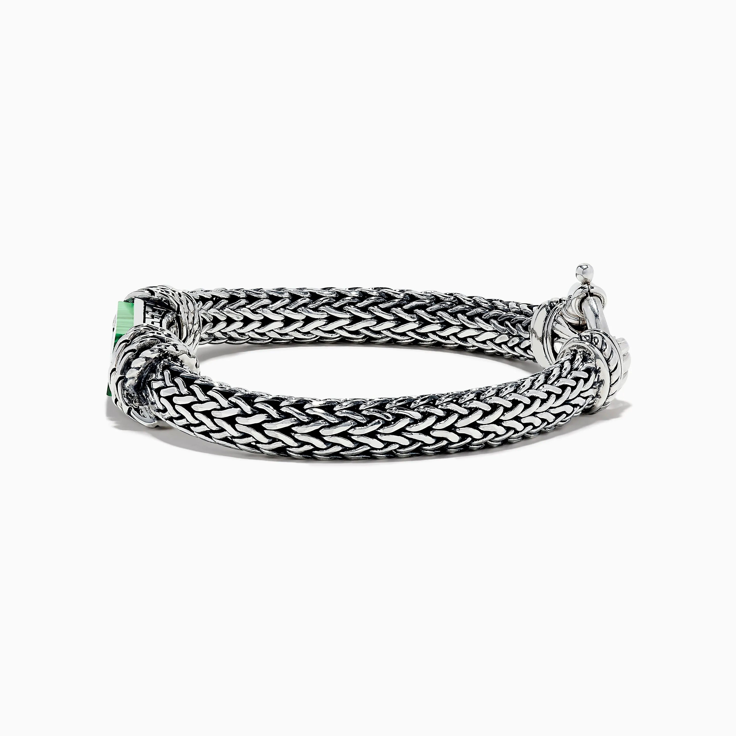 Men's 925 Sterling Silver Braided Chain Malachite Bracelet 10.20 TCW sold by Effy product image thumbnail 2