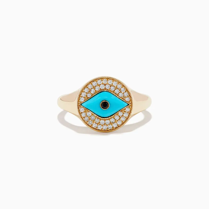 Terra 14K Yellow Gold Turquoise and Diamond Evil Eye Ring sold by Effy