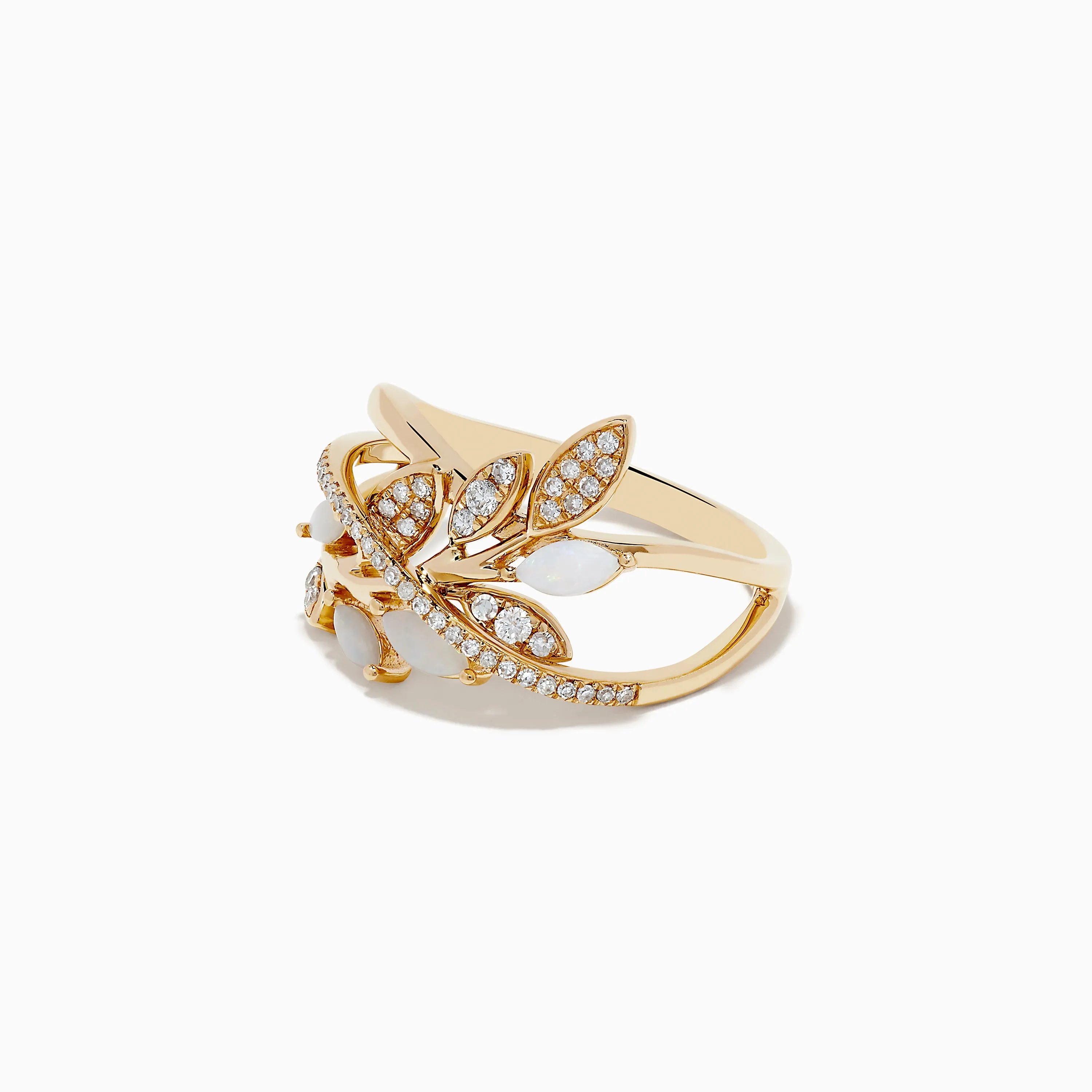 Aurora 14K Yellow Gold Opal and Diamond Leaf Ring sold by Effy product image thumbnail 2