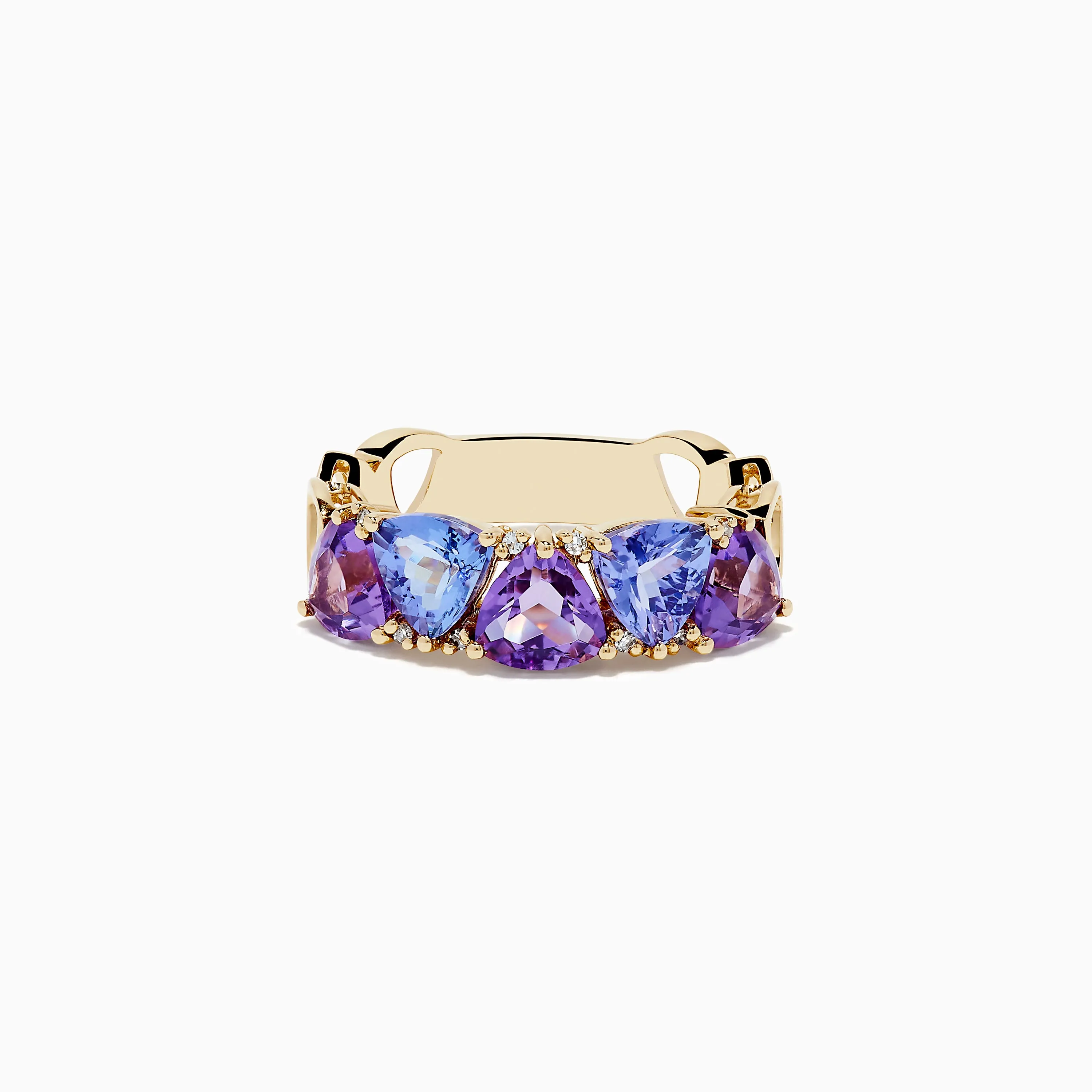 14K Yellow Gold Amethyst, Tanzanite and Diamond Ring sold by Effy