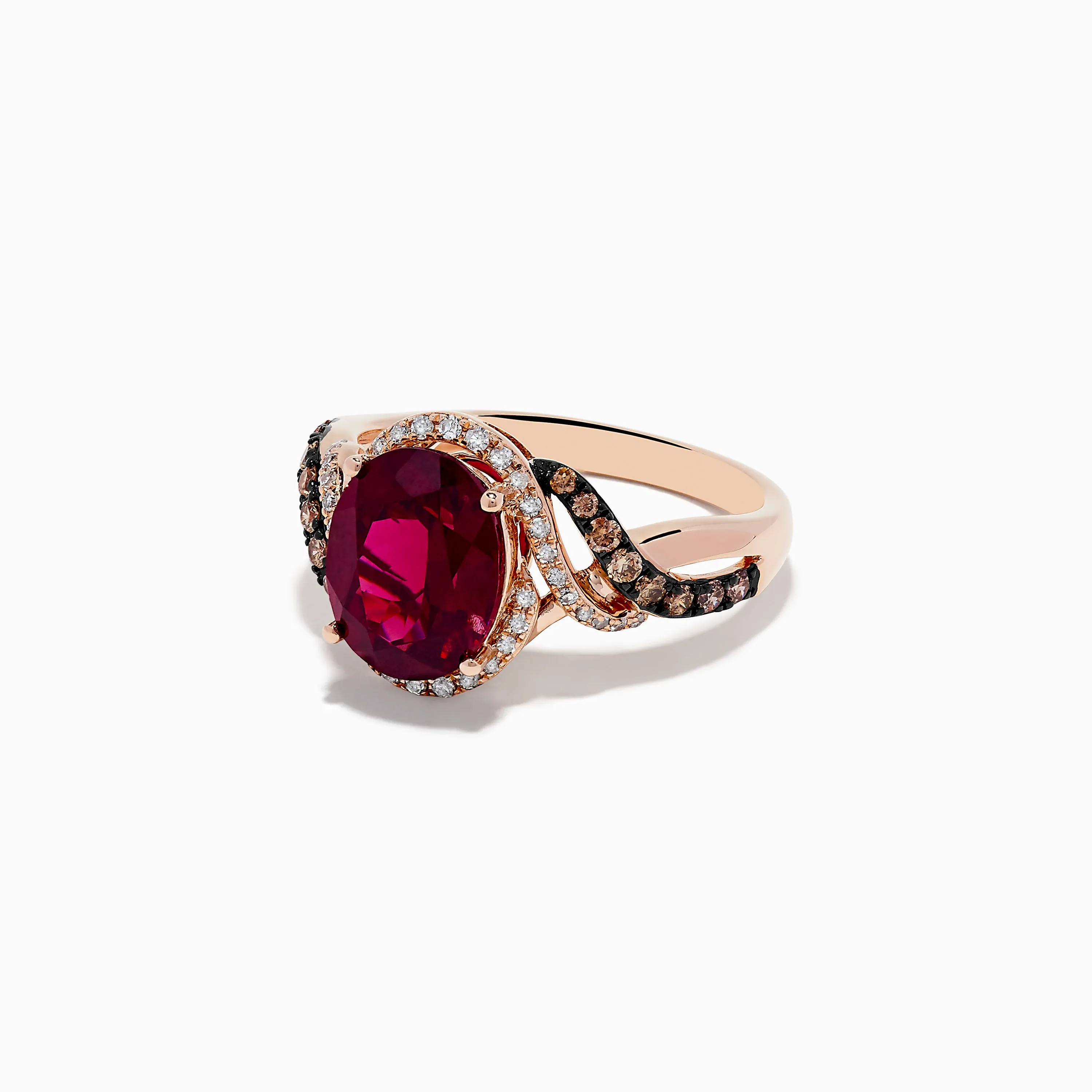 Bordeaux 14K Rose Gold Rhodolite Garnet, Espresso and White Diamond Ring sold by Effy product image thumbnail 2