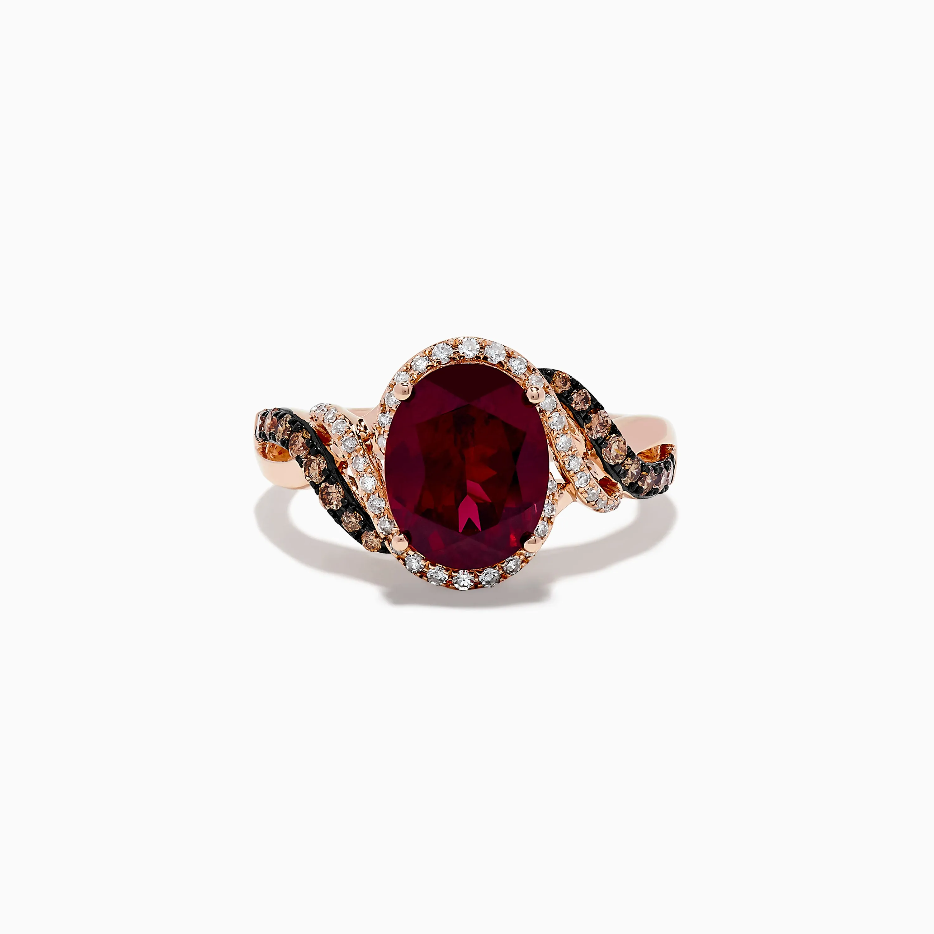 Bordeaux 14K Rose Gold Rhodolite Garnet, Espresso and White Diamond Ring sold by Effy