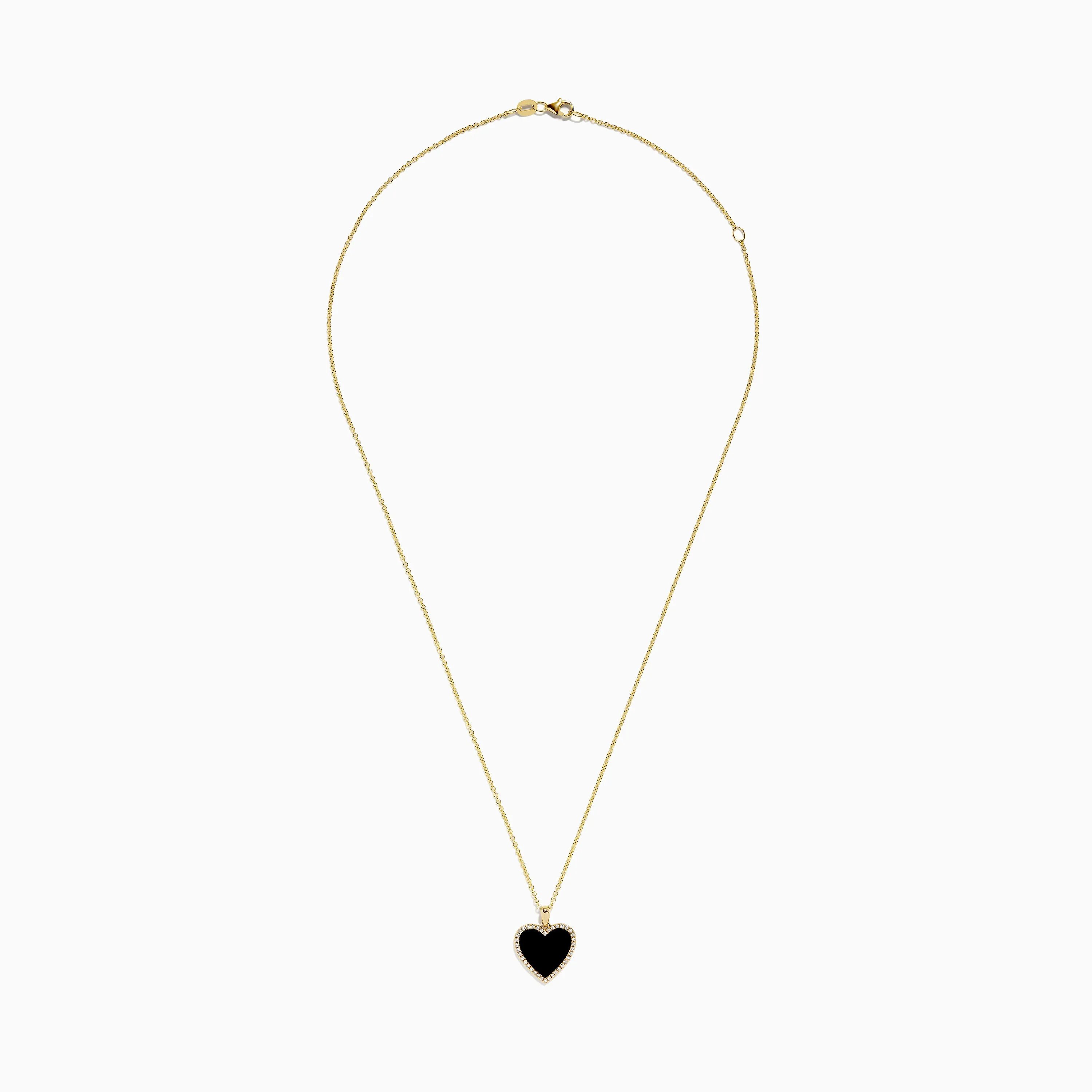 14K Yellow Gold Onyx and Diamond Heart Pendant sold by Effy product image thumbnail 2