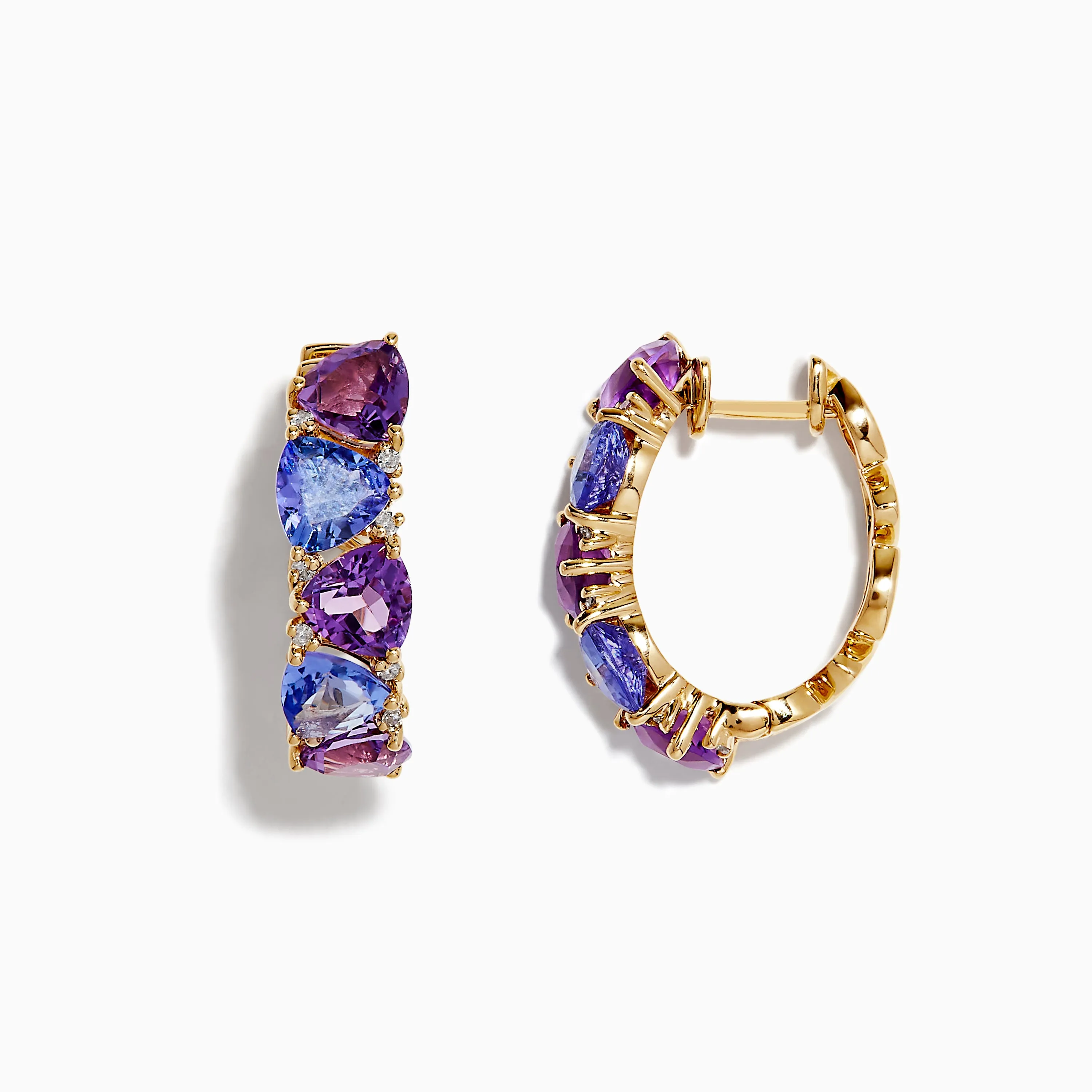 14K Yellow Gold Amethyst, Tanzanite and Diamond Hoop Earrings sold by Effy product image thumbnail 2