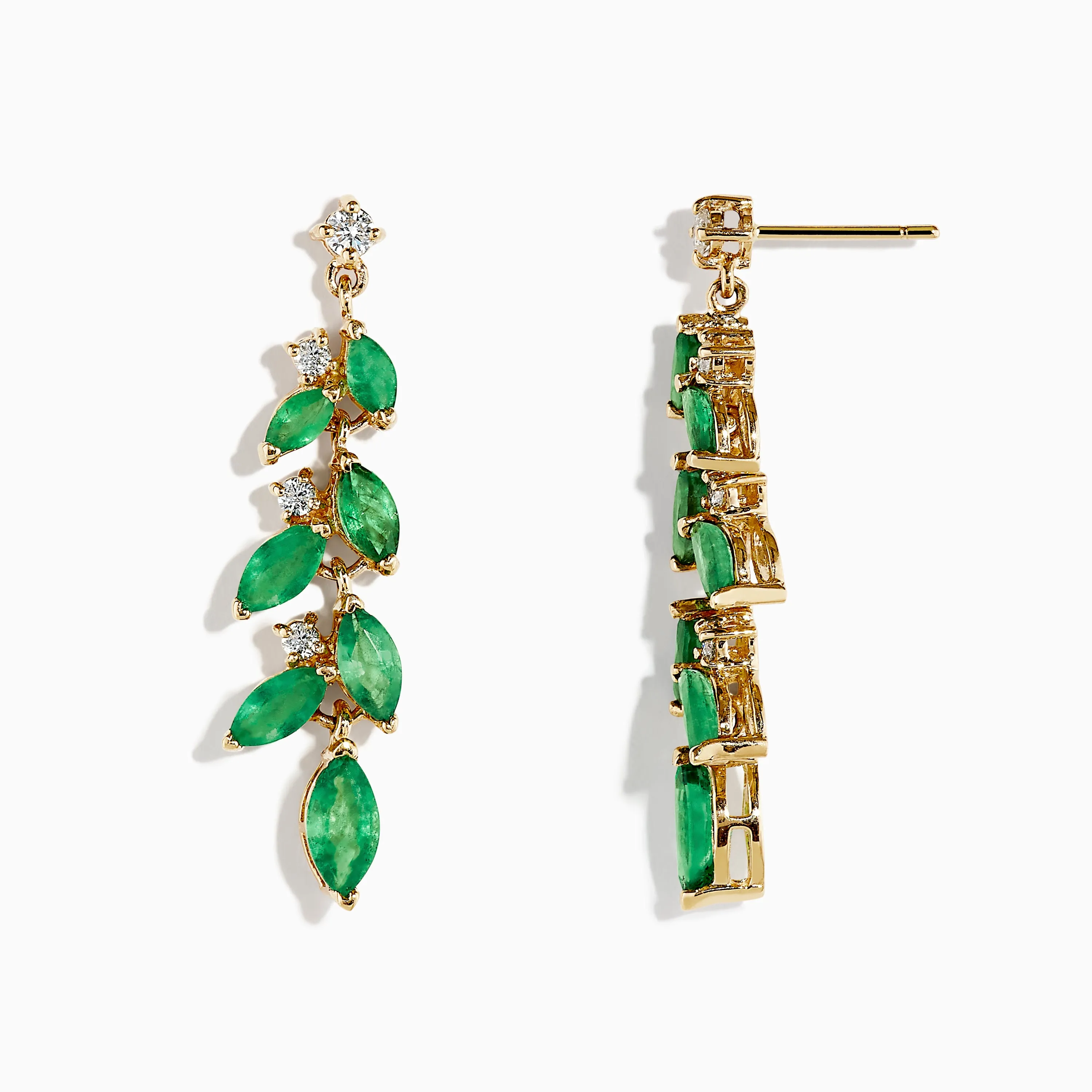 Brasilica 14K Yellow Gold Emerald and Diamond Drop Earrings sold by Effy product image thumbnail 2