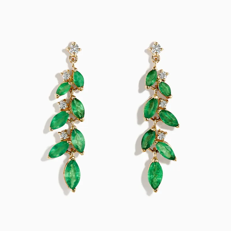 Brasilica 14K Yellow Gold Emerald and Diamond Drop Earrings sold by Effy