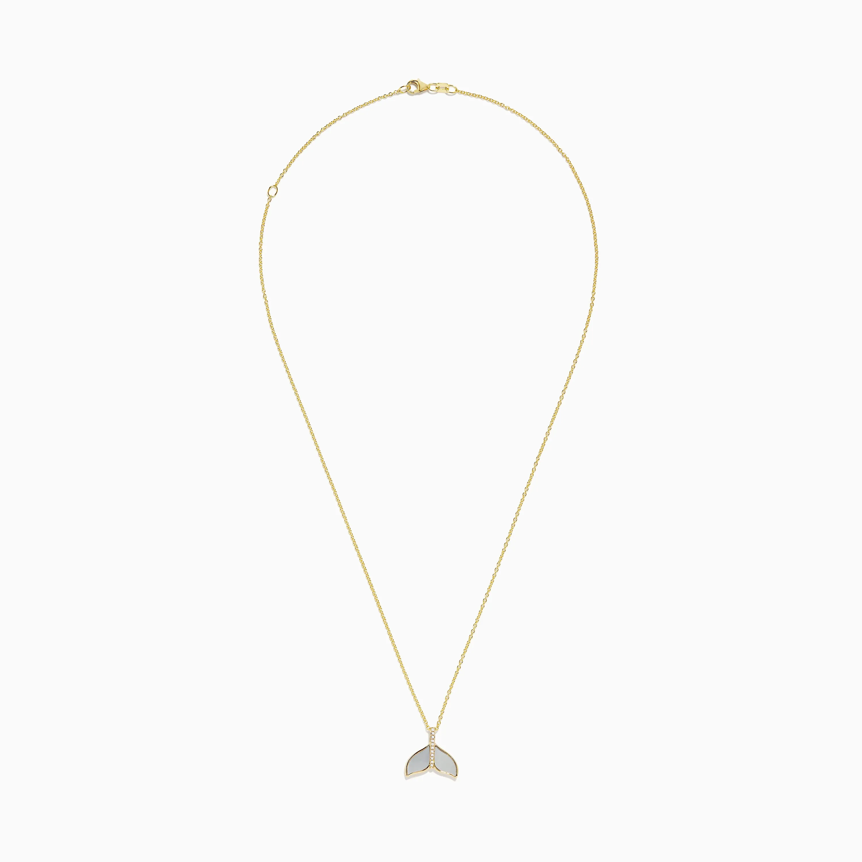 Seaside 14K Yellow Gold Mother of Pearl & Diamond Whale Tail Pendant sold by Effy product image thumbnail 2
