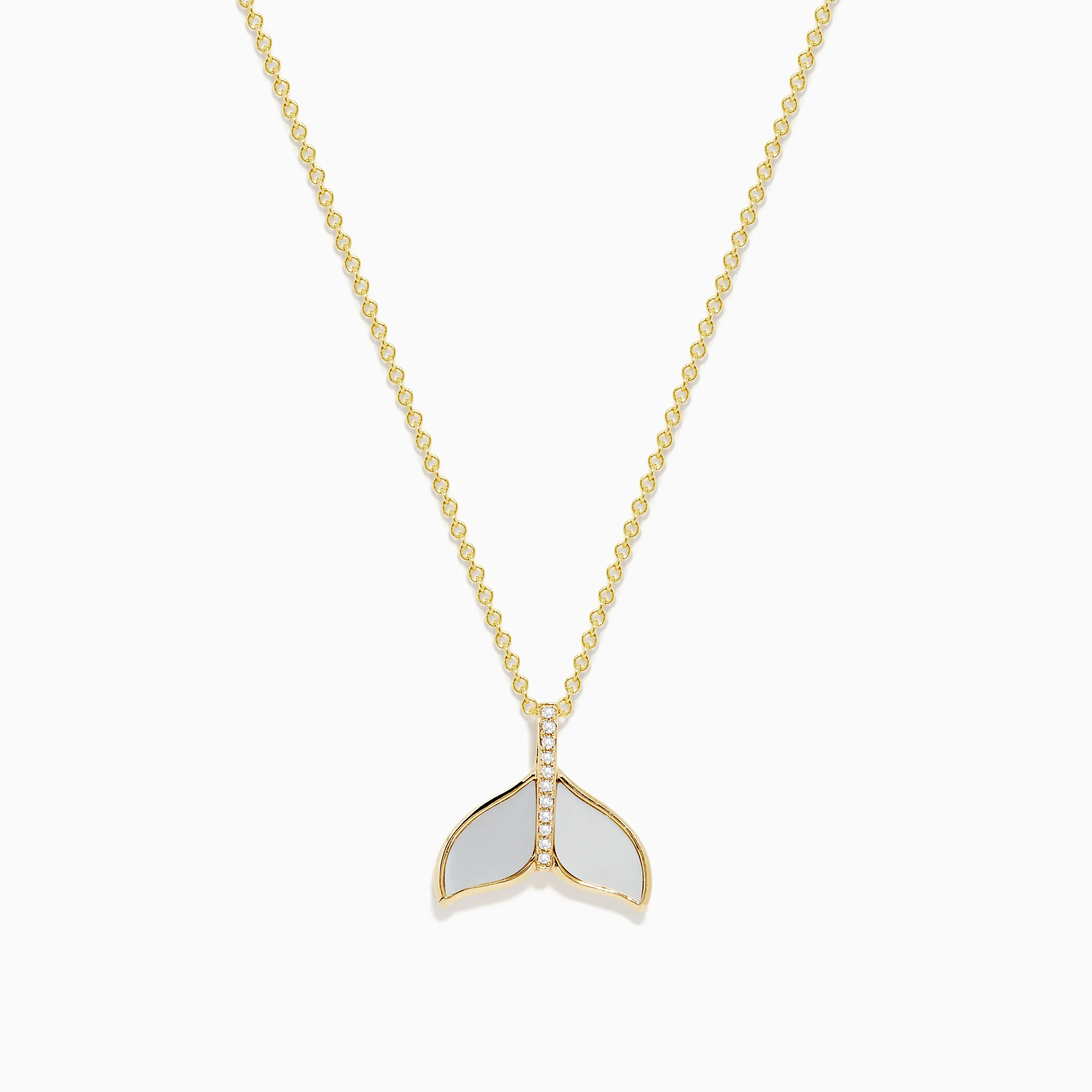 Seaside 14K Yellow Gold Mother of Pearl & Diamond Whale Tail Pendant sold by Effy