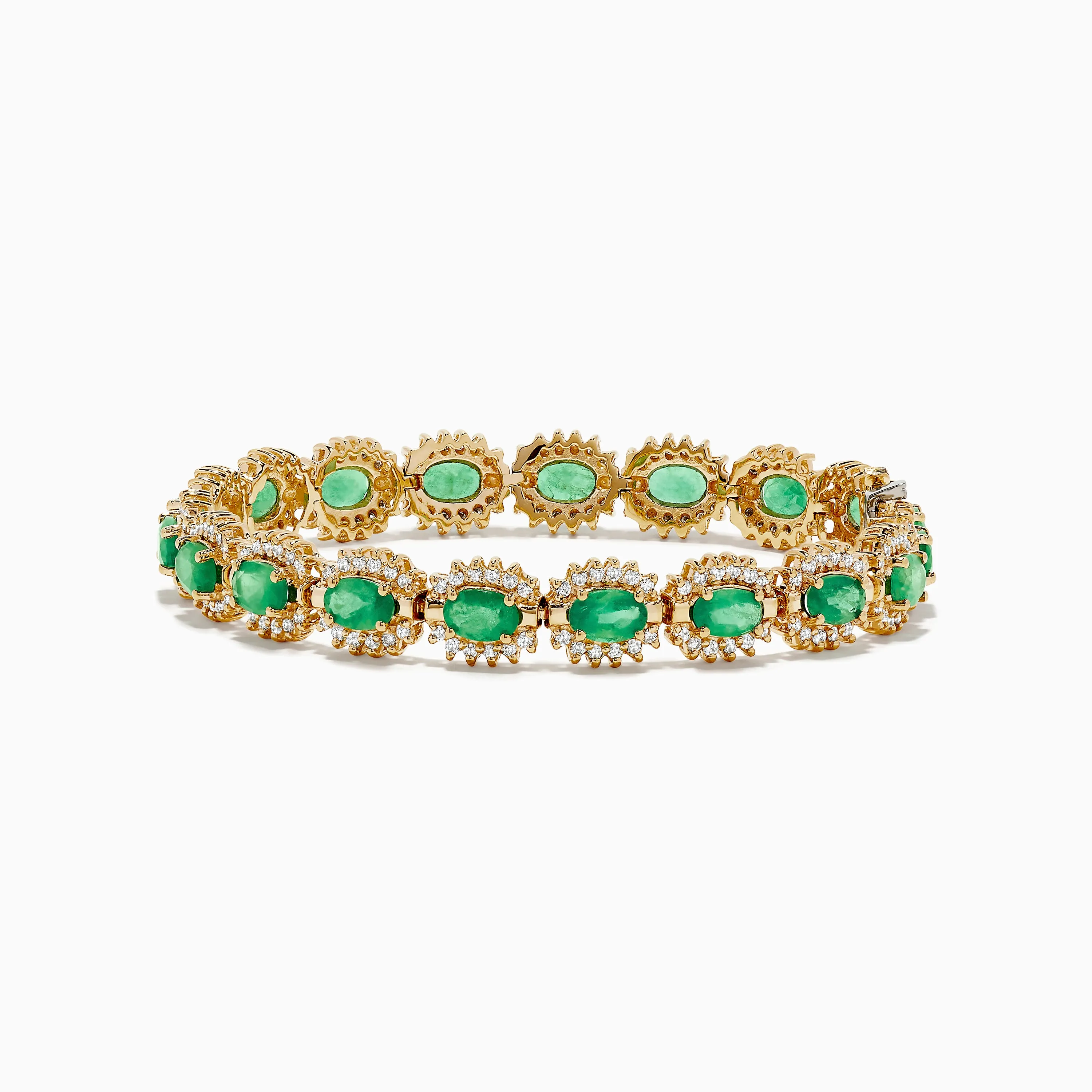 14K Yellow Gold Emerald and Diamond Tennis Bracelet sold by Effy