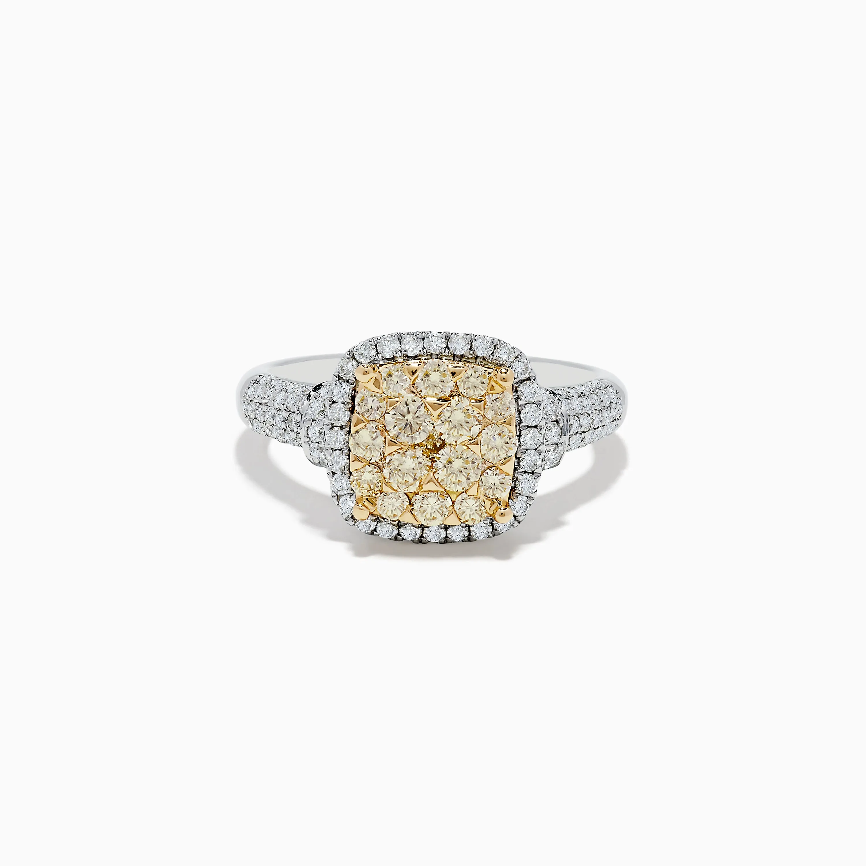 Canare Two Tone Gold Cushion Shaped Cluster Yellow Diamond Ring 1.19 TCW sold by Effy