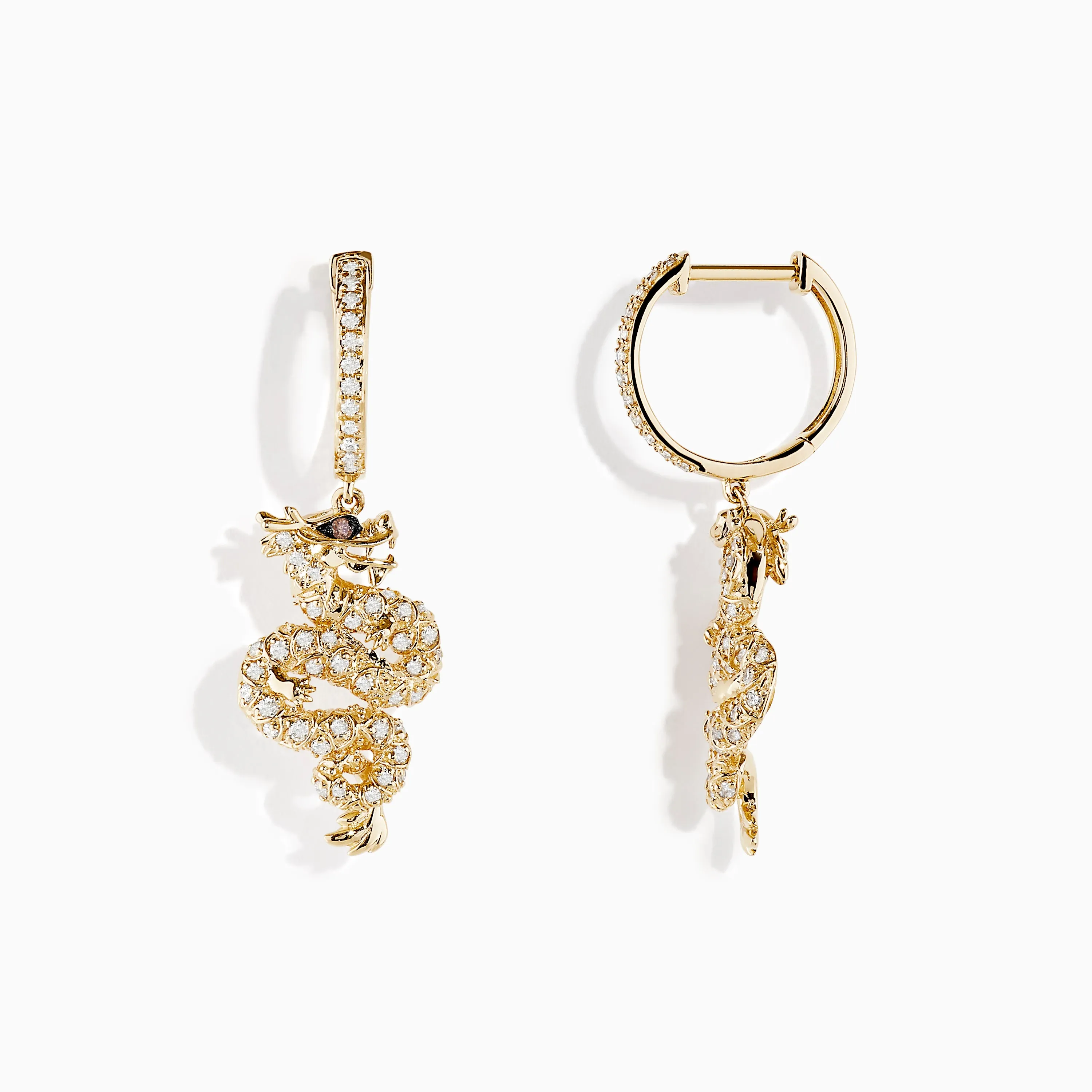 Safari 14K Yellow Gold Espresso and White Diamond Dragon Earrings sold by Effy product image thumbnail 2