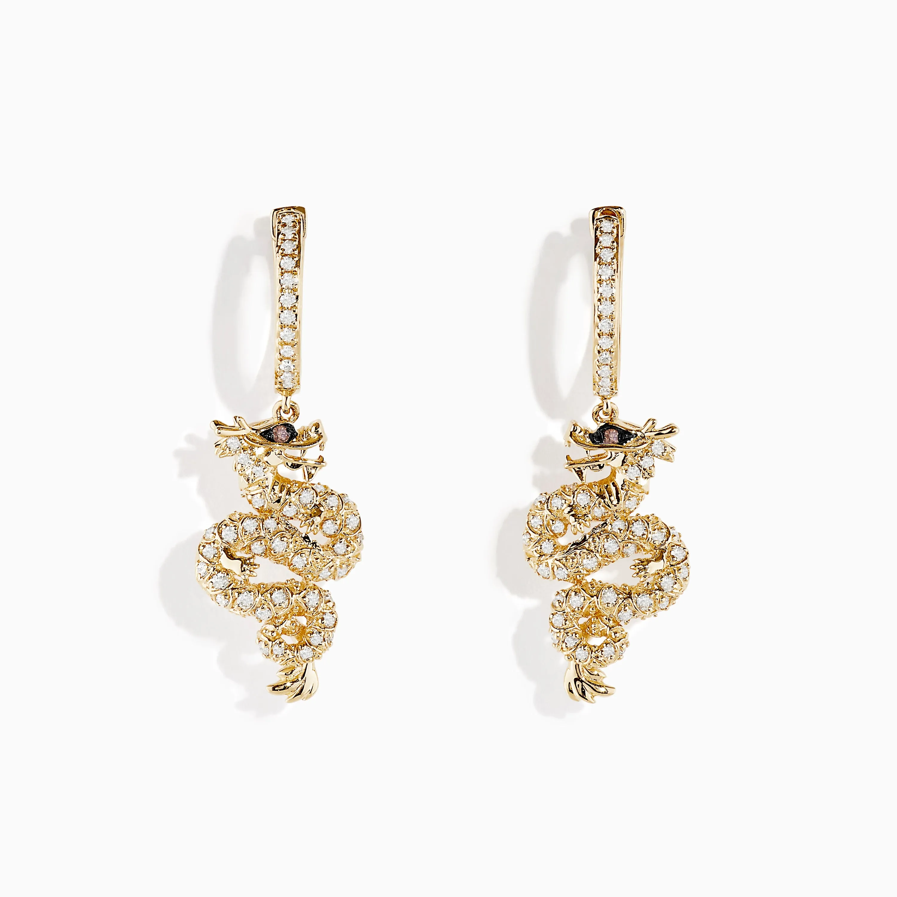 Safari 14K Yellow Gold Espresso and White Diamond Dragon Earrings sold by Effy