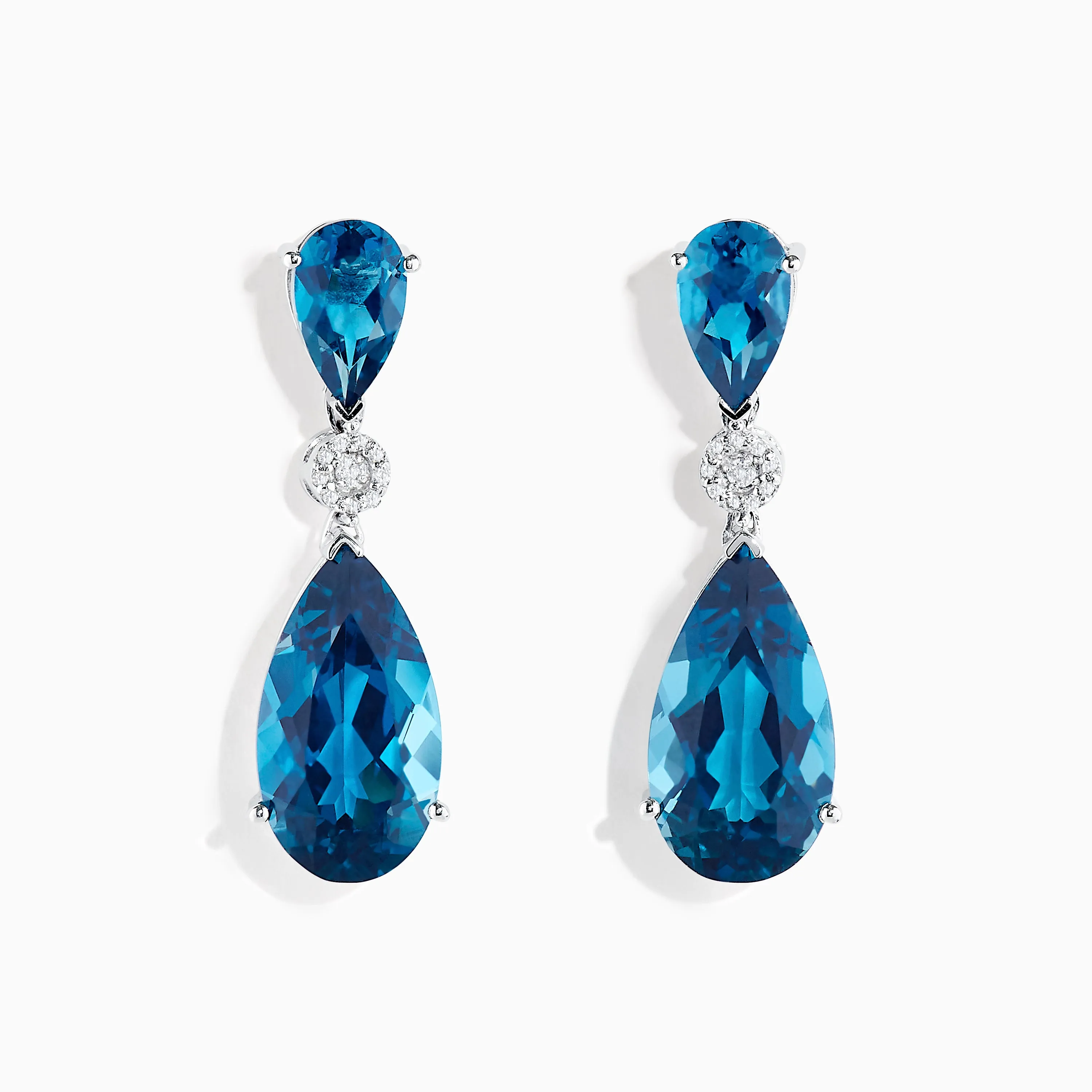 Ocean Bleu 14K White Gold Blue Topaz and Diamond Drop Earrings sold by Effy