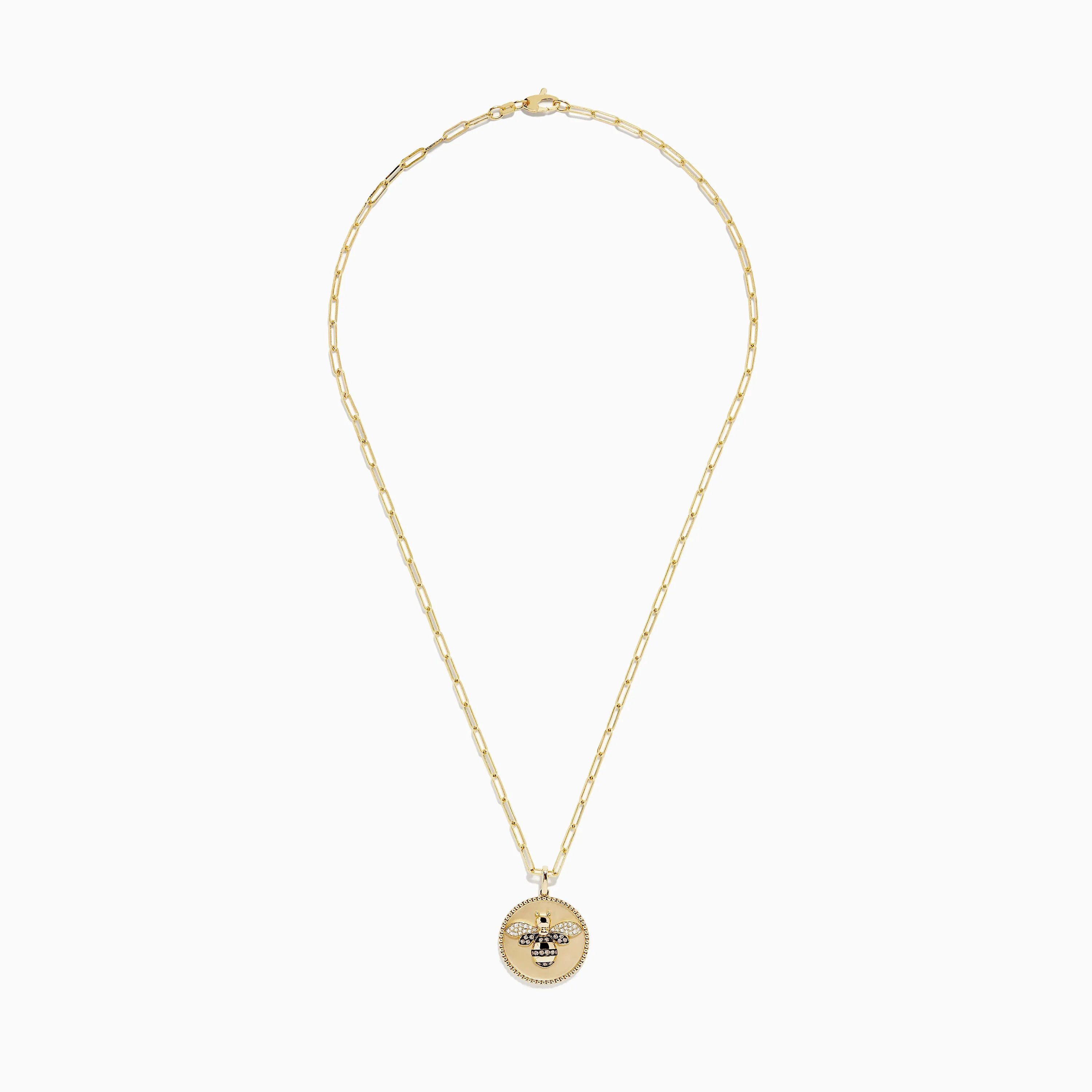 Nature 14K Yellow Gold Espresso and White Diamond Bee Coin Pendant sold by Effy product image thumbnail 2